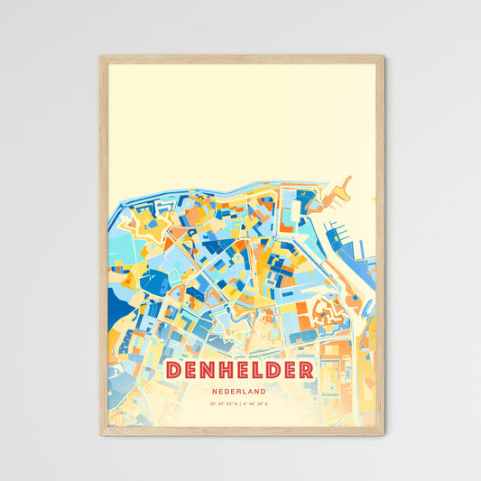 Colorful DEN HELDER NETHERLANDS Fine Art Map Blue Orange