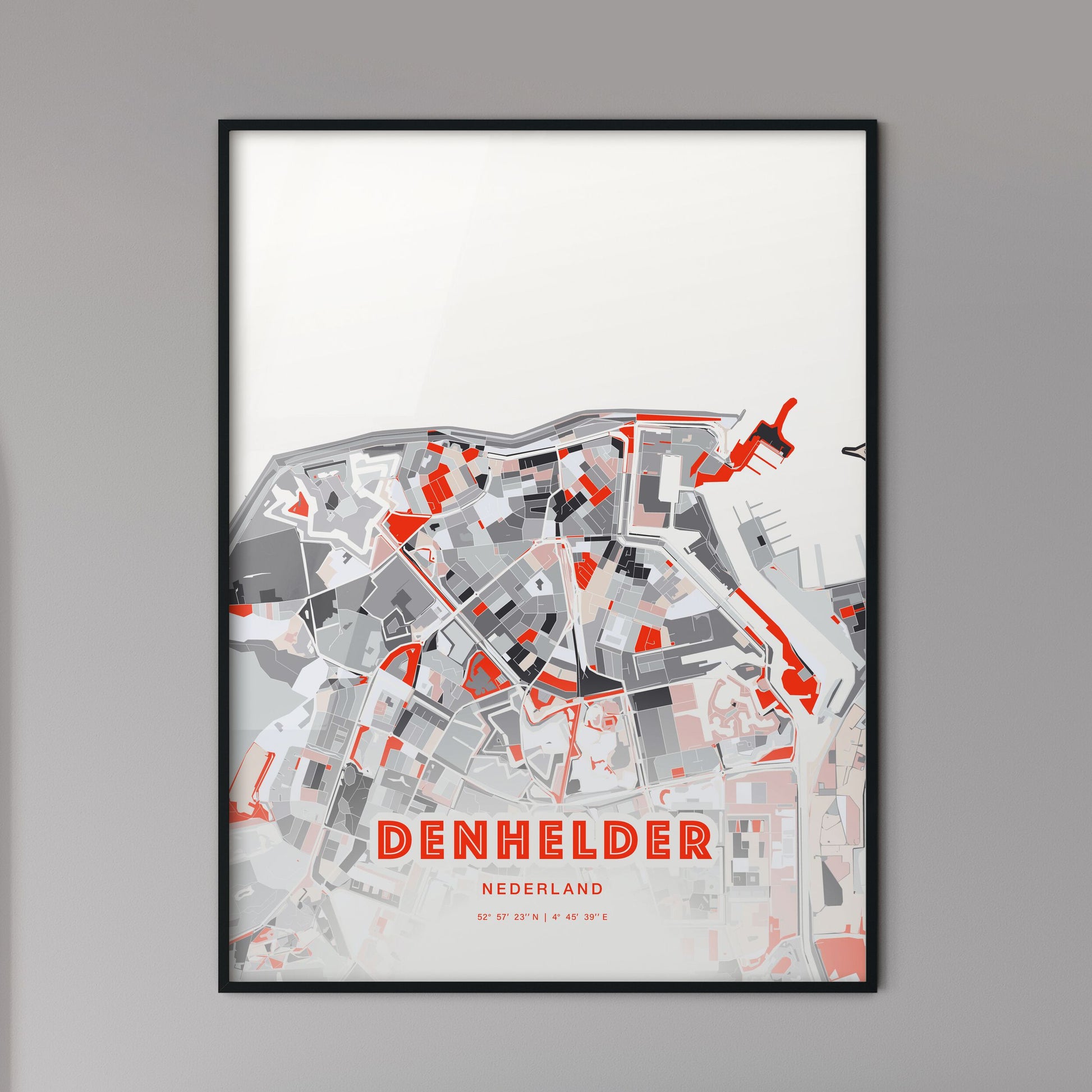 Colorful DEN HELDER NETHERLANDS Fine Art Map Modern