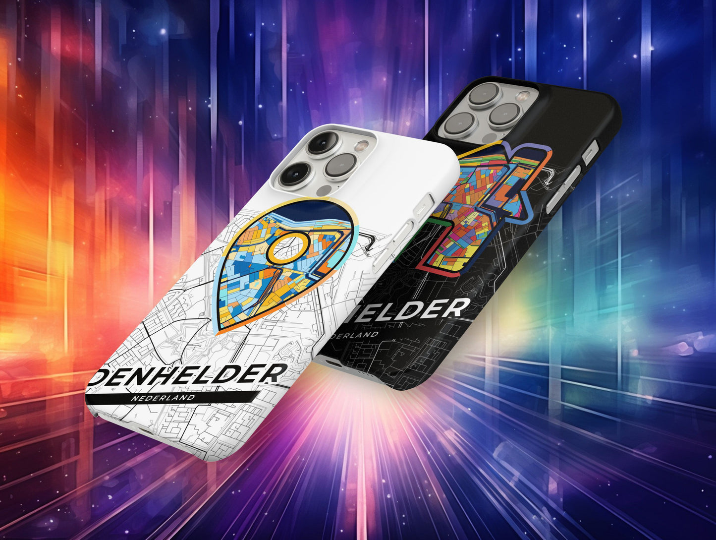Den Helder Netherlands slim phone case with colorful icon. Birthday, wedding or housewarming gift. Couple match cases.