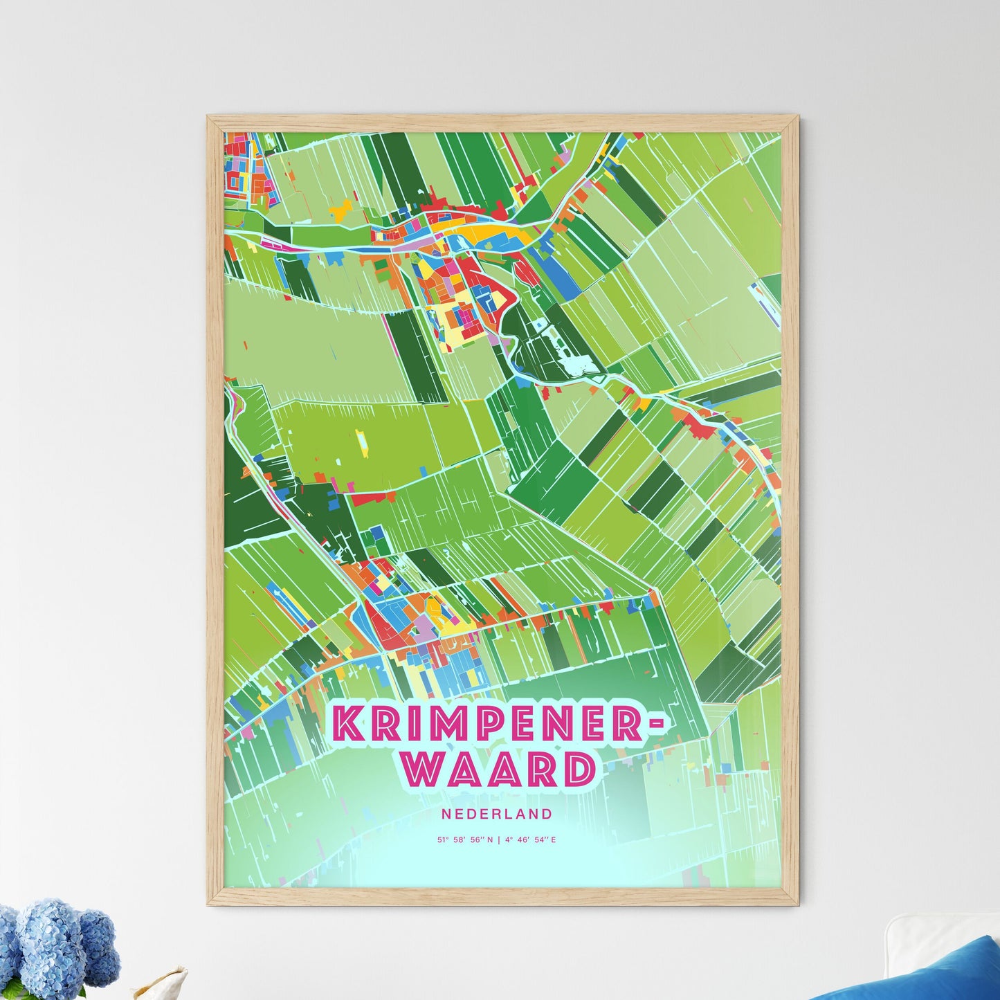 Colorful KRIMPENERWAARD NETHERLANDS Fine Art Map Crazy Colors