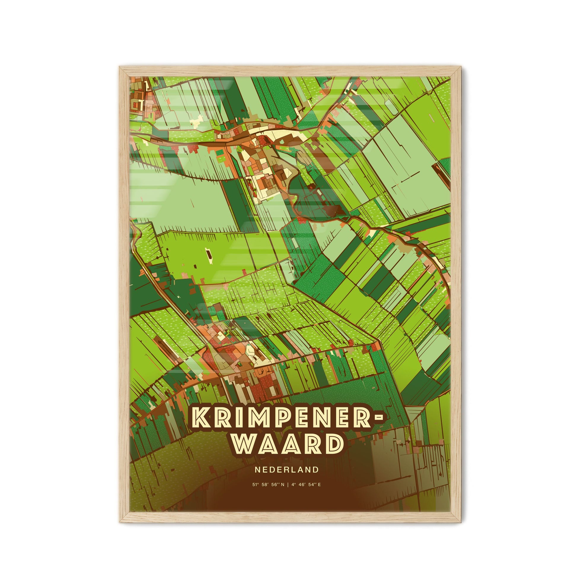 Colorful KRIMPENERWAARD NETHERLANDS Fine Art Map Farmhouse