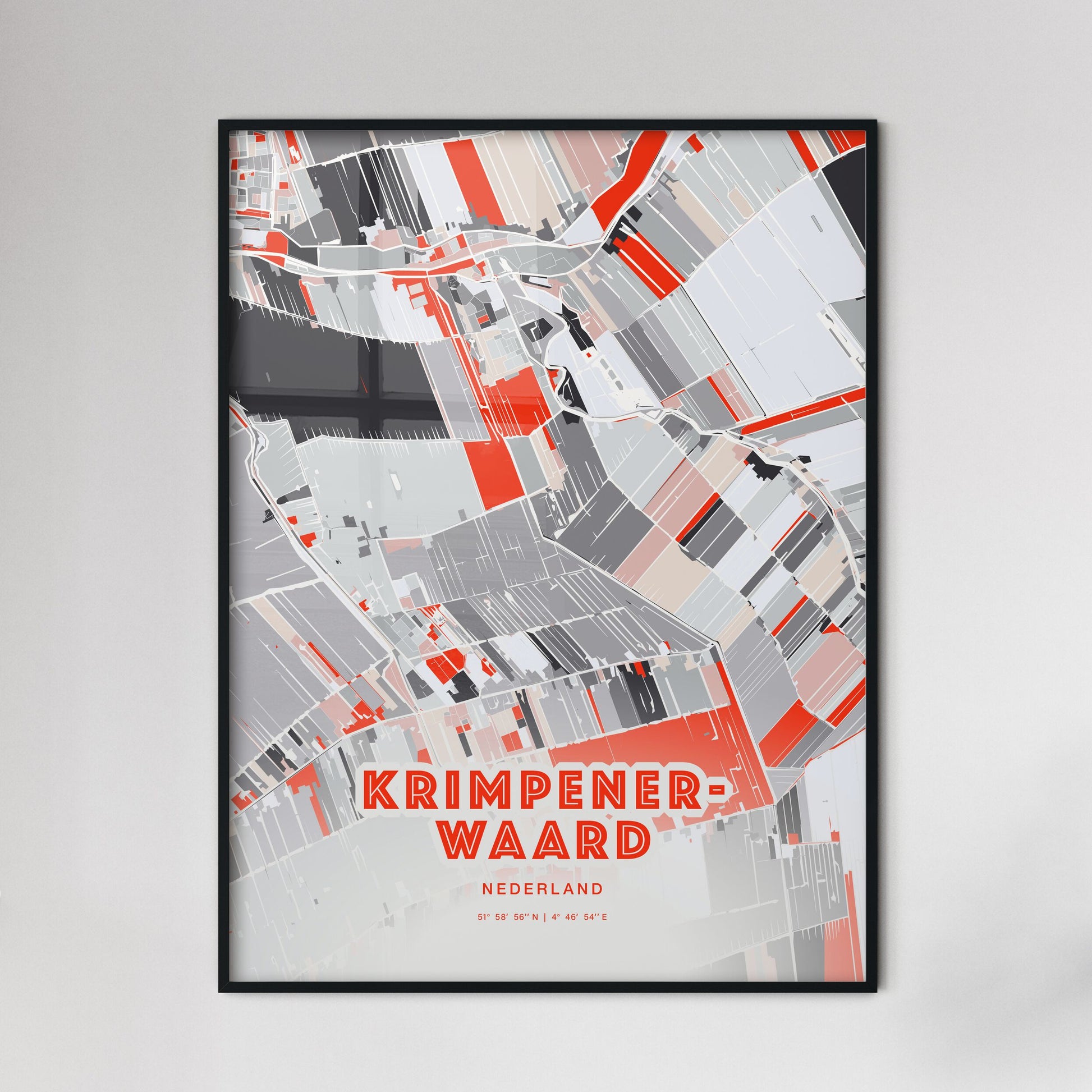 Colorful KRIMPENERWAARD NETHERLANDS Fine Art Map Modern