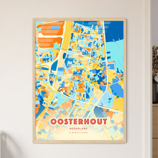 Colorful OOSTERHOUT NETHERLANDS Fine Art Map Blue Orange