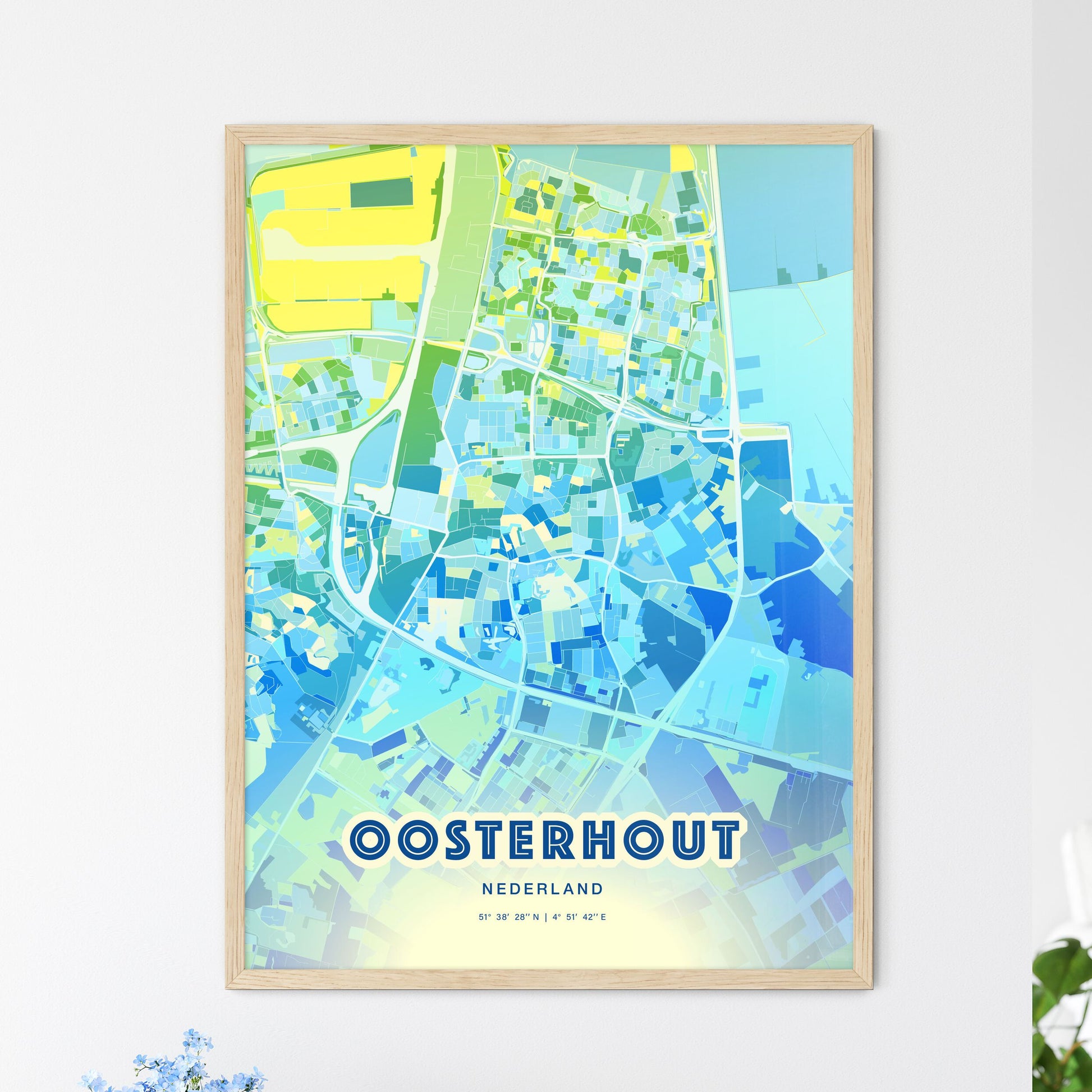 Colorful OOSTERHOUT NETHERLANDS Fine Art Map Cool Blue