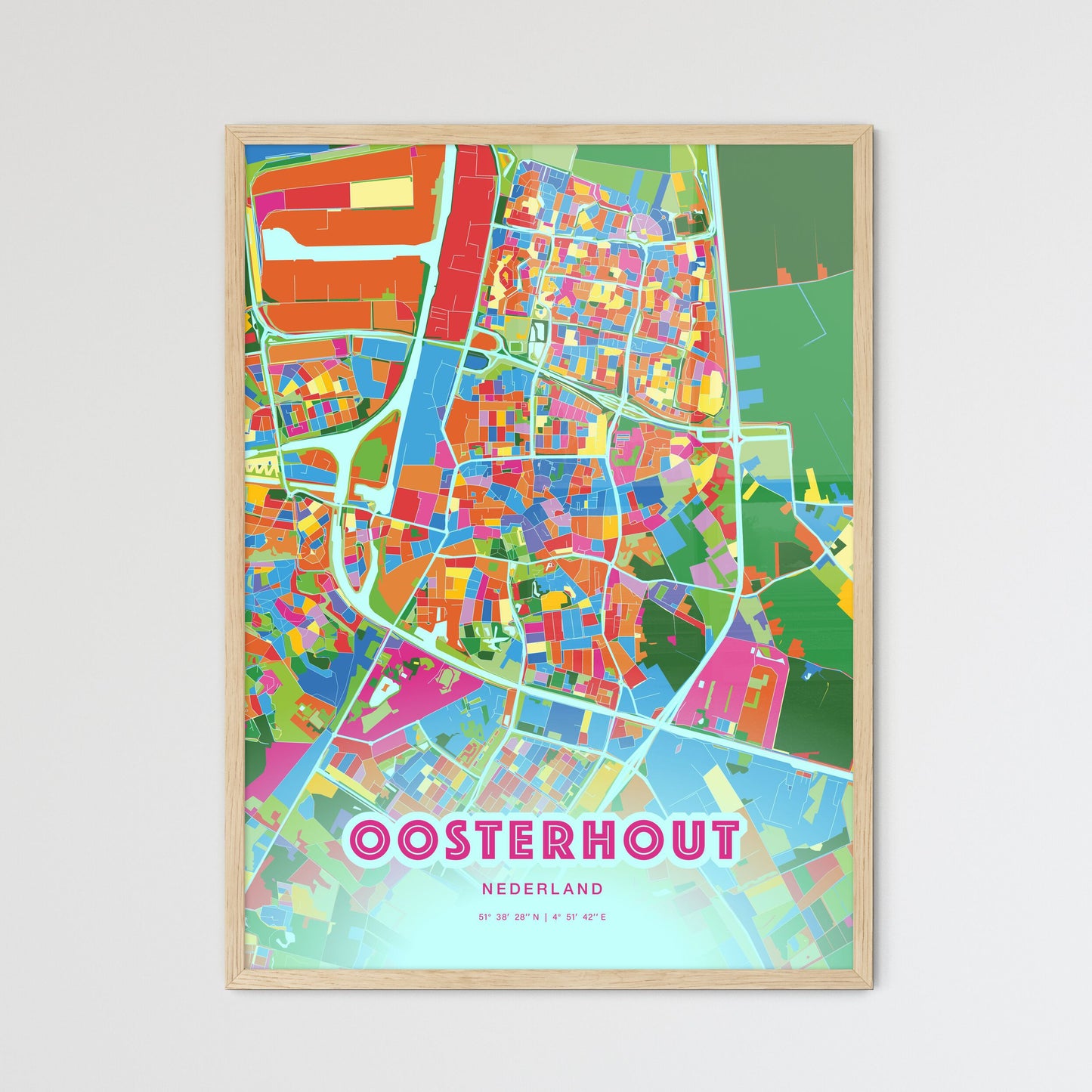 Colorful OOSTERHOUT NETHERLANDS Fine Art Map Crazy Colors