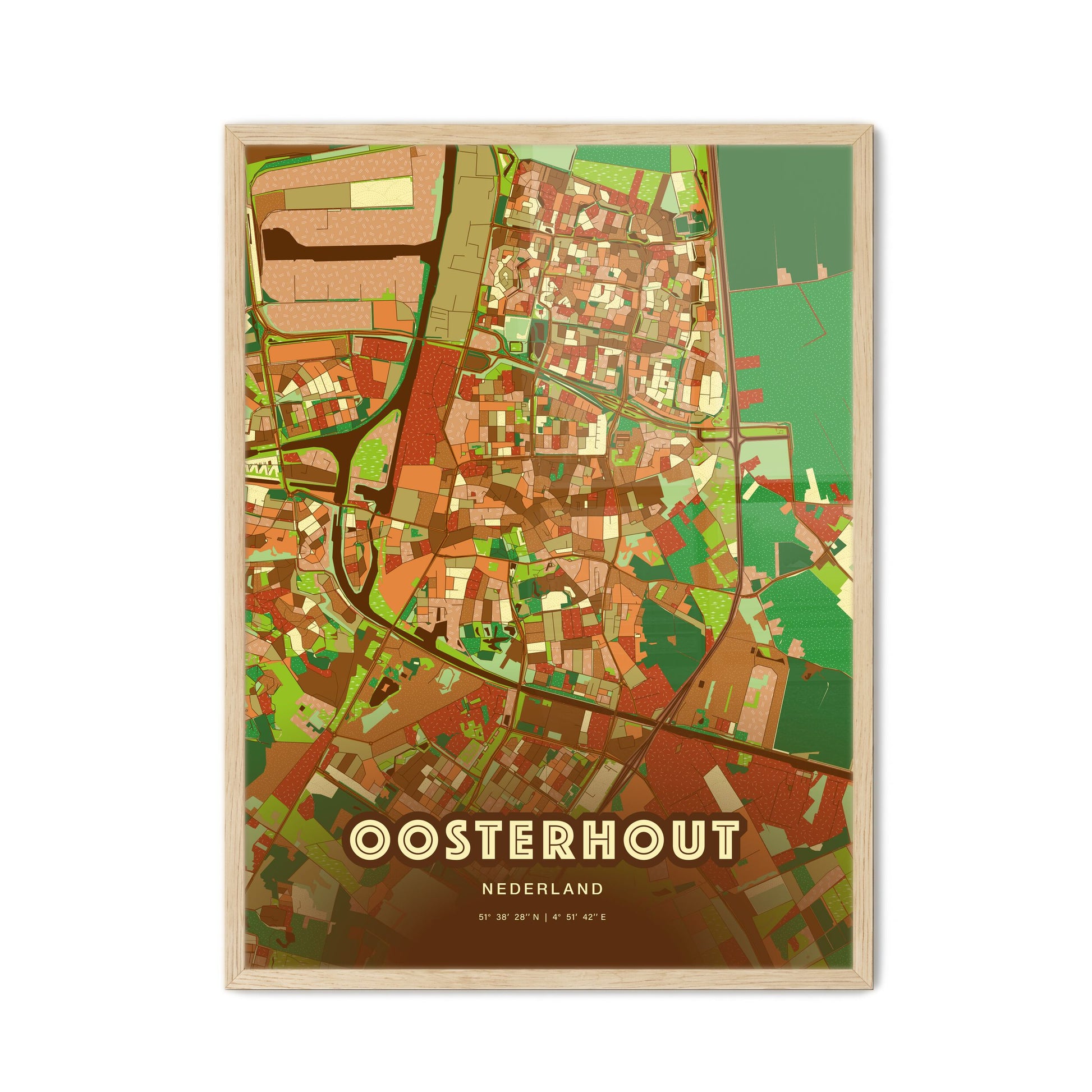 Colorful OOSTERHOUT NETHERLANDS Fine Art Map Farmhouse