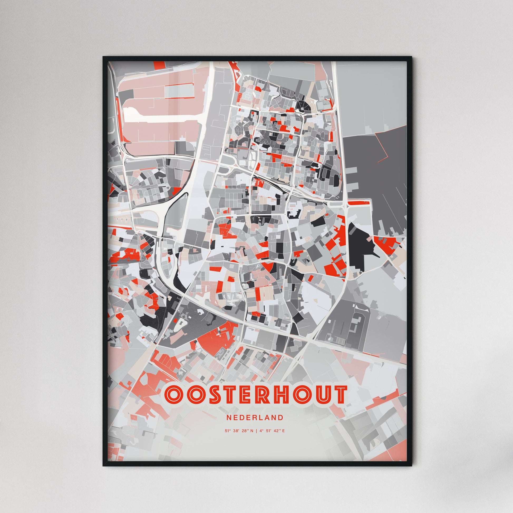 Colorful OOSTERHOUT NETHERLANDS Fine Art Map Modern