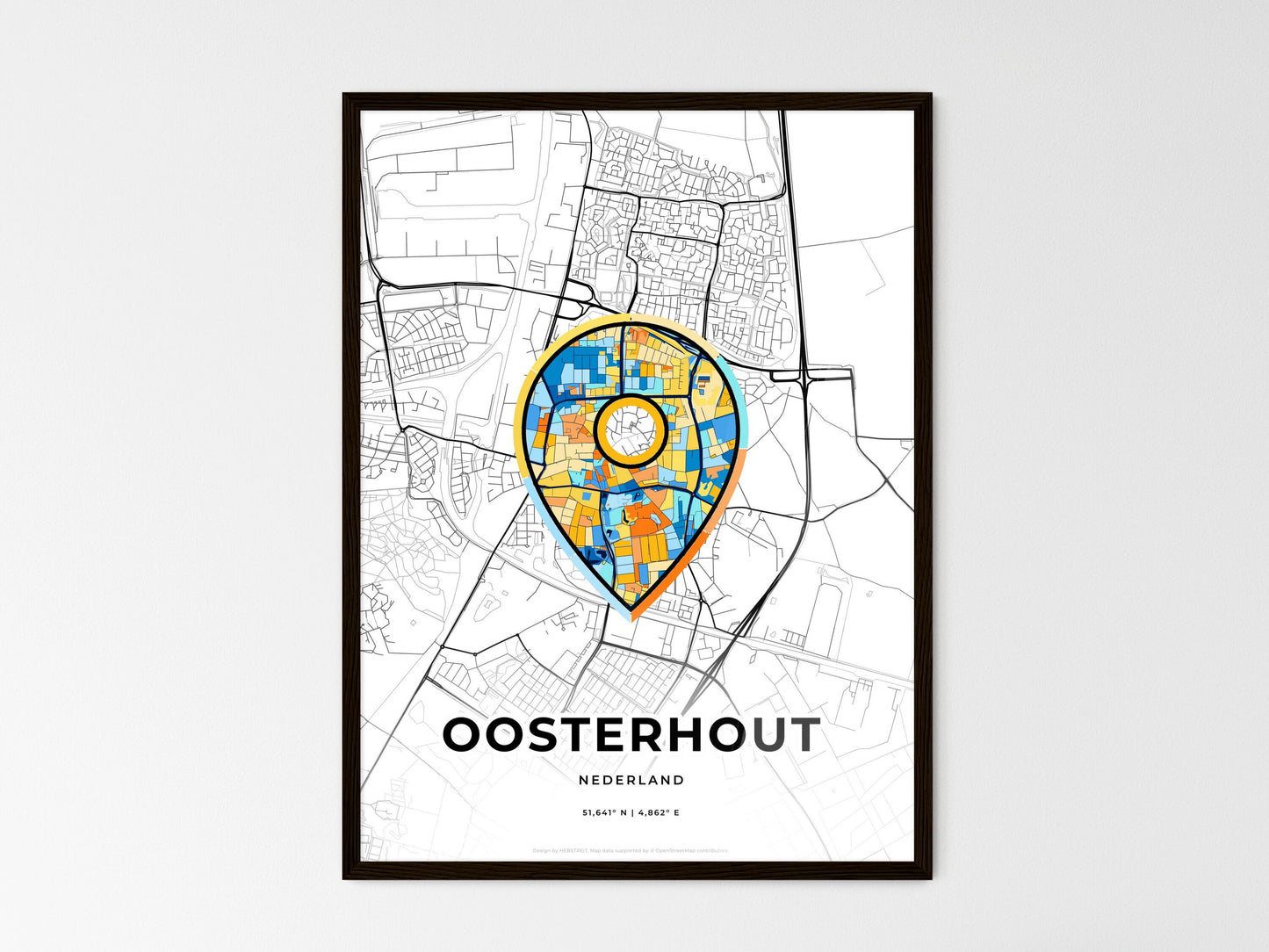 Oosterhout Netherlands wedding art map with pointer icon
