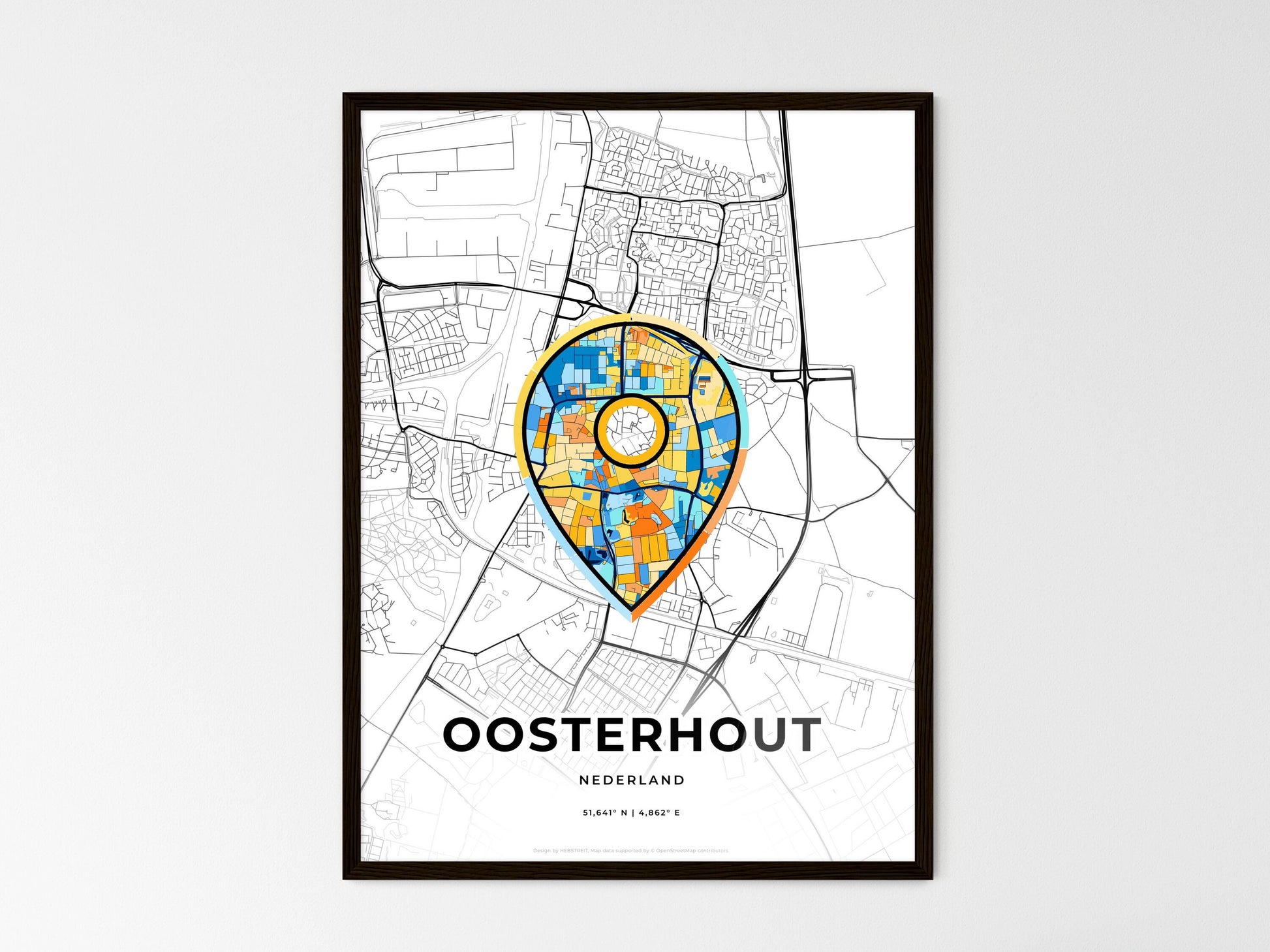 Oosterhout Netherlands wedding art map with pointer icon