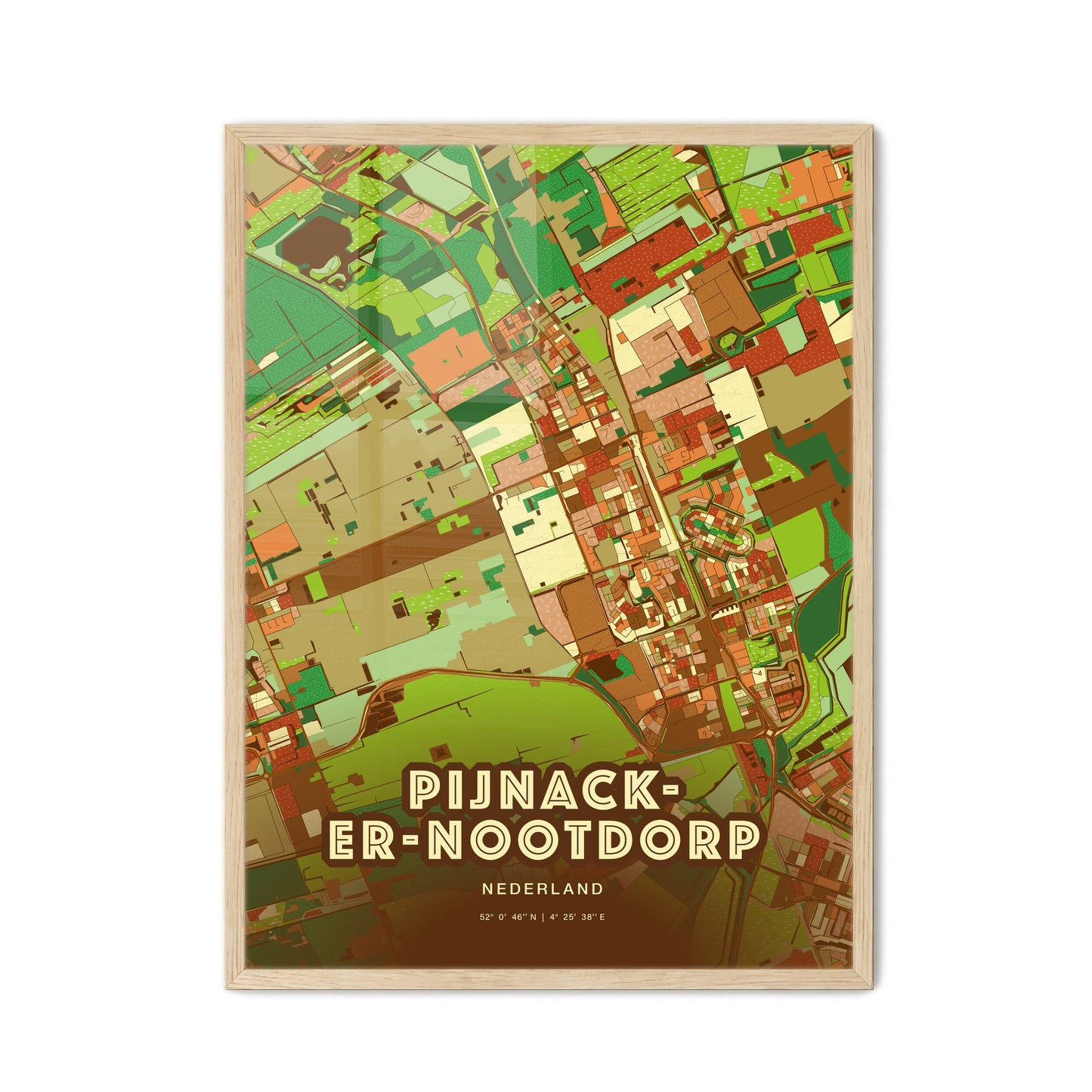 Colorful PIJNACKER-NOOTDORP NETHERLANDS Fine Art Map Farmhouse