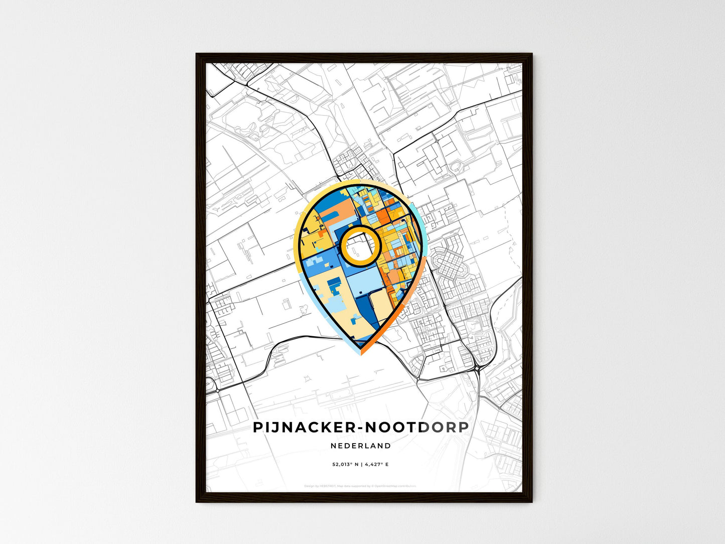 Pijnacker-Nootdorp Netherlands wedding art map with pointer icon