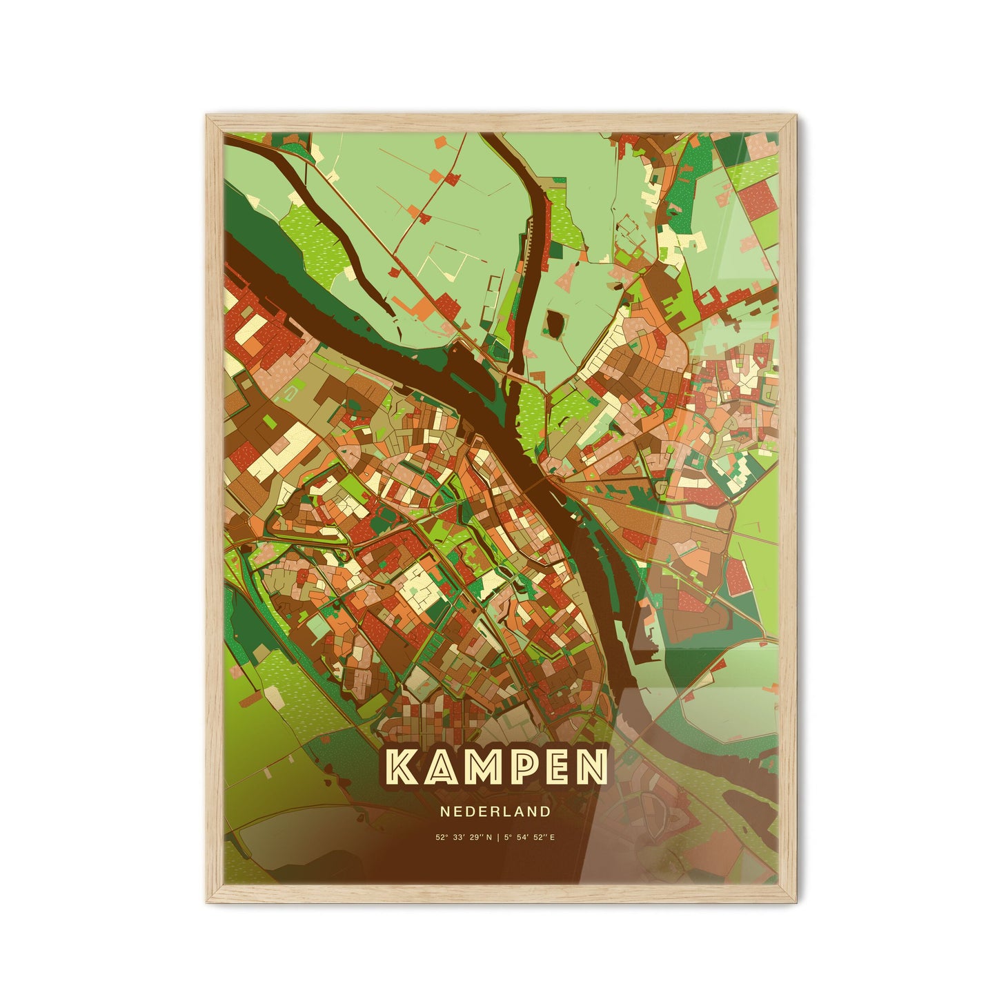 Colorful KAMPEN NETHERLANDS Fine Art Map Farmhouse