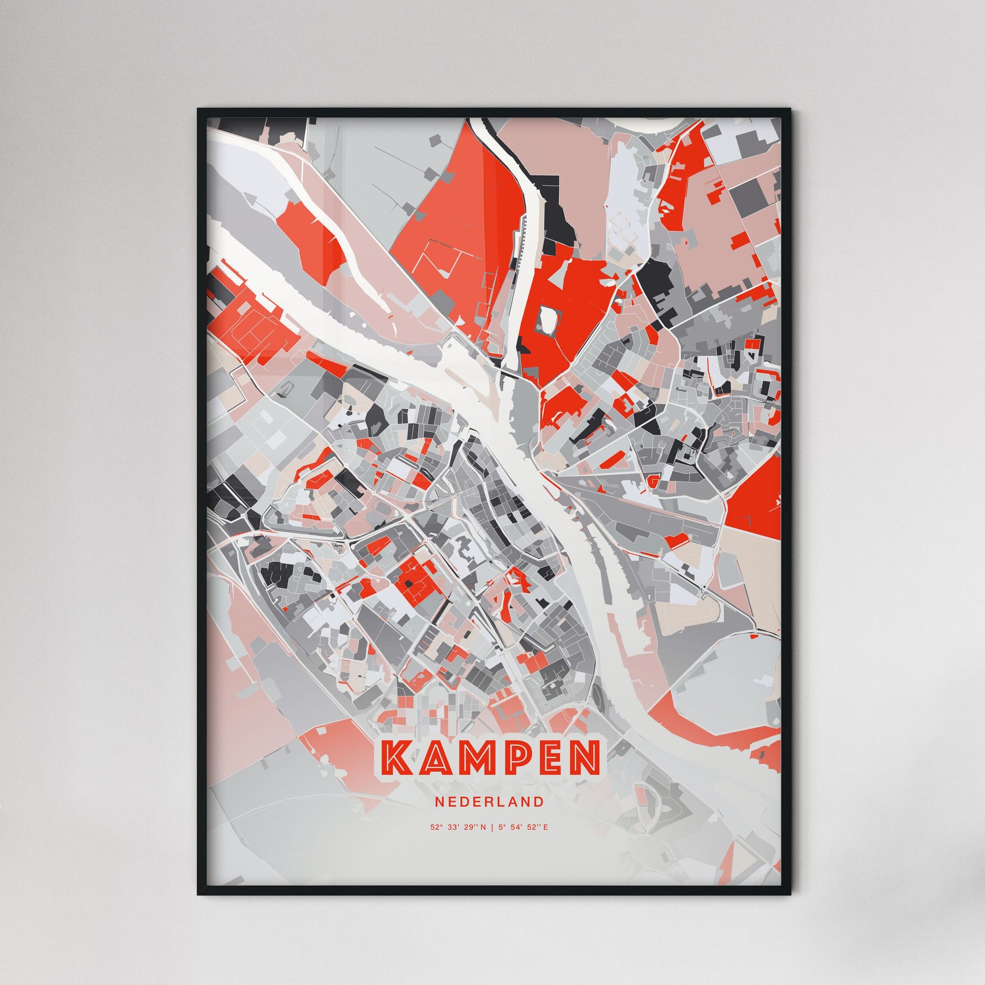 Colorful KAMPEN NETHERLANDS Fine Art Map Modern