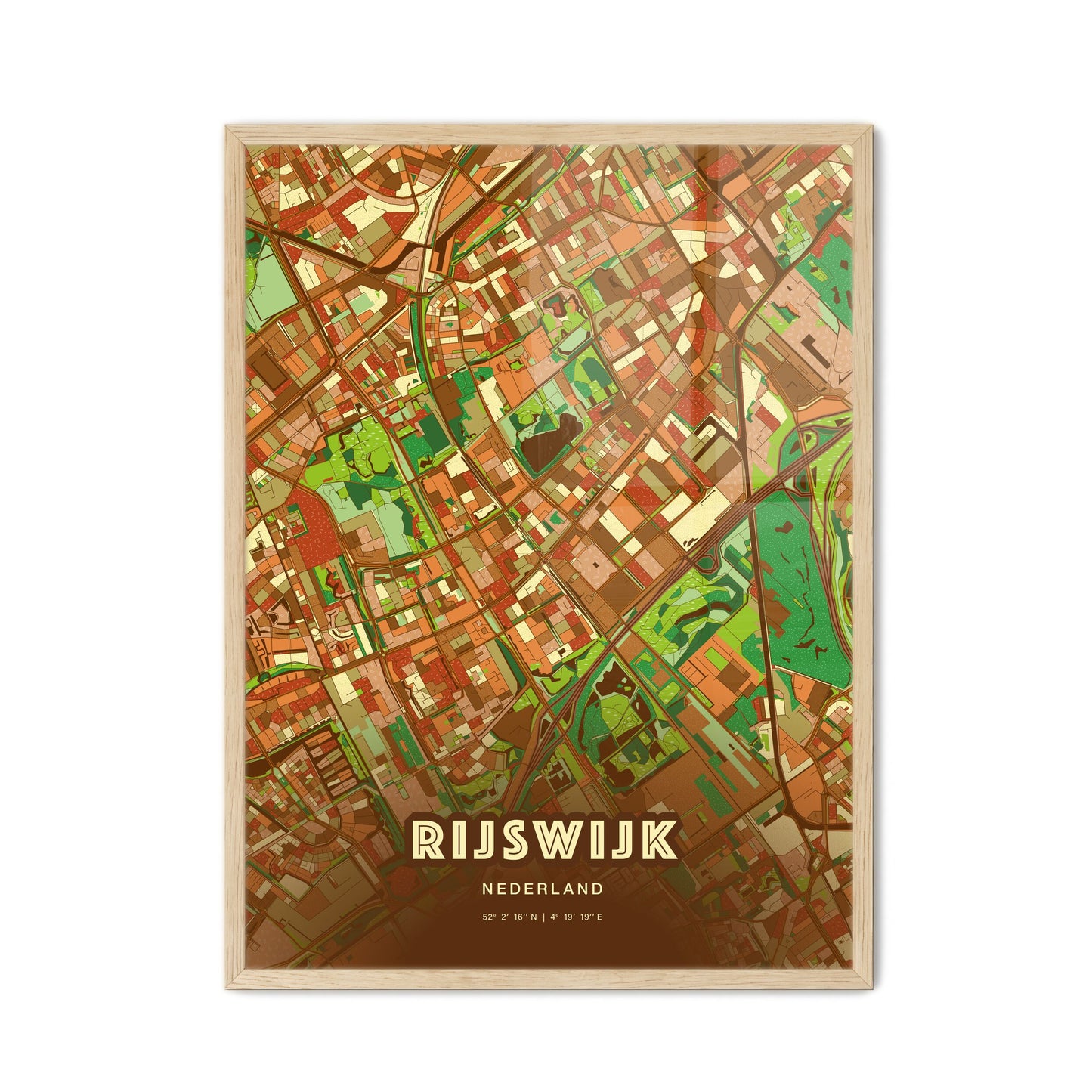 Colorful RIJSWIJK NETHERLANDS Fine Art Map Farmhouse