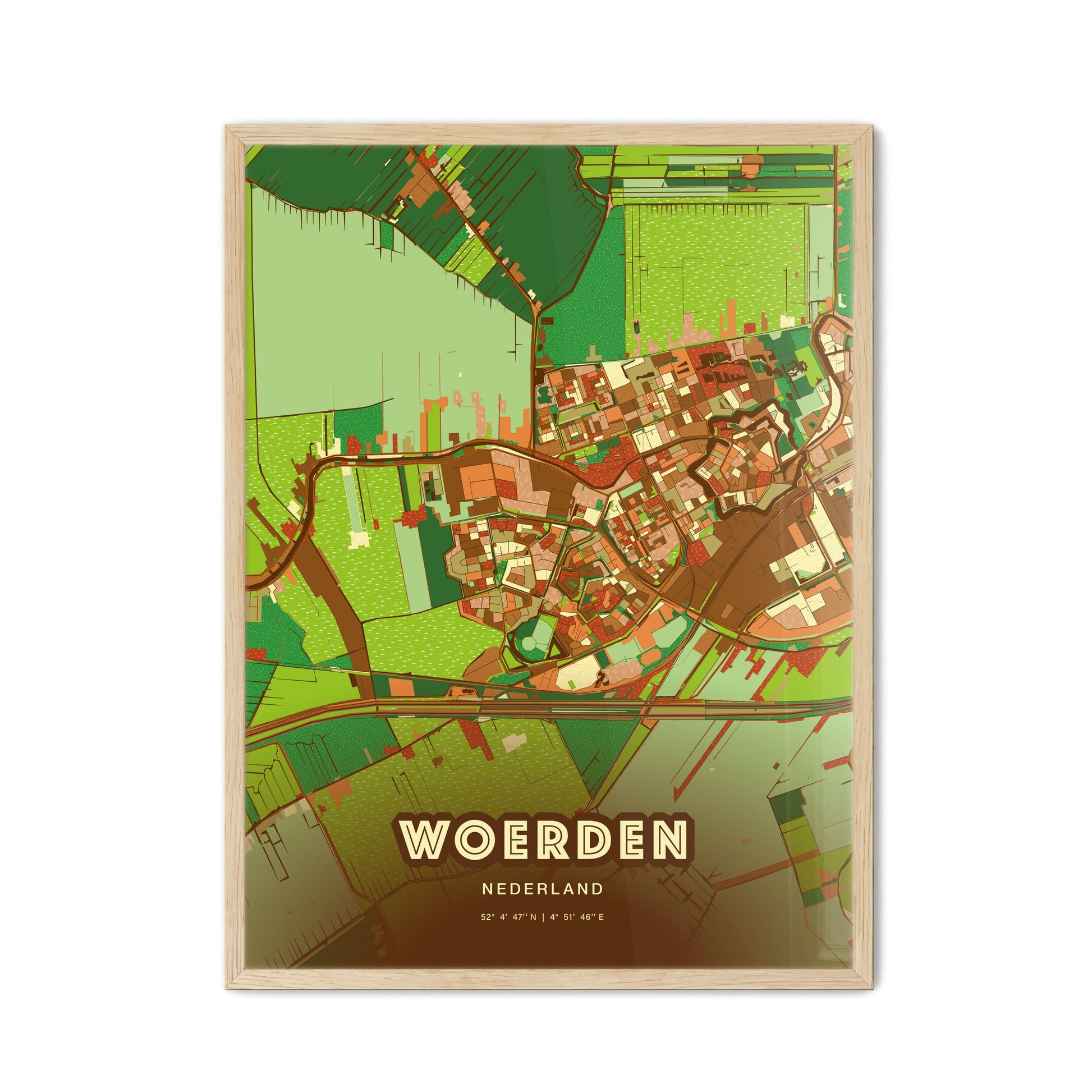 Colorful WOERDEN NETHERLANDS Fine Art Map Farmhouse