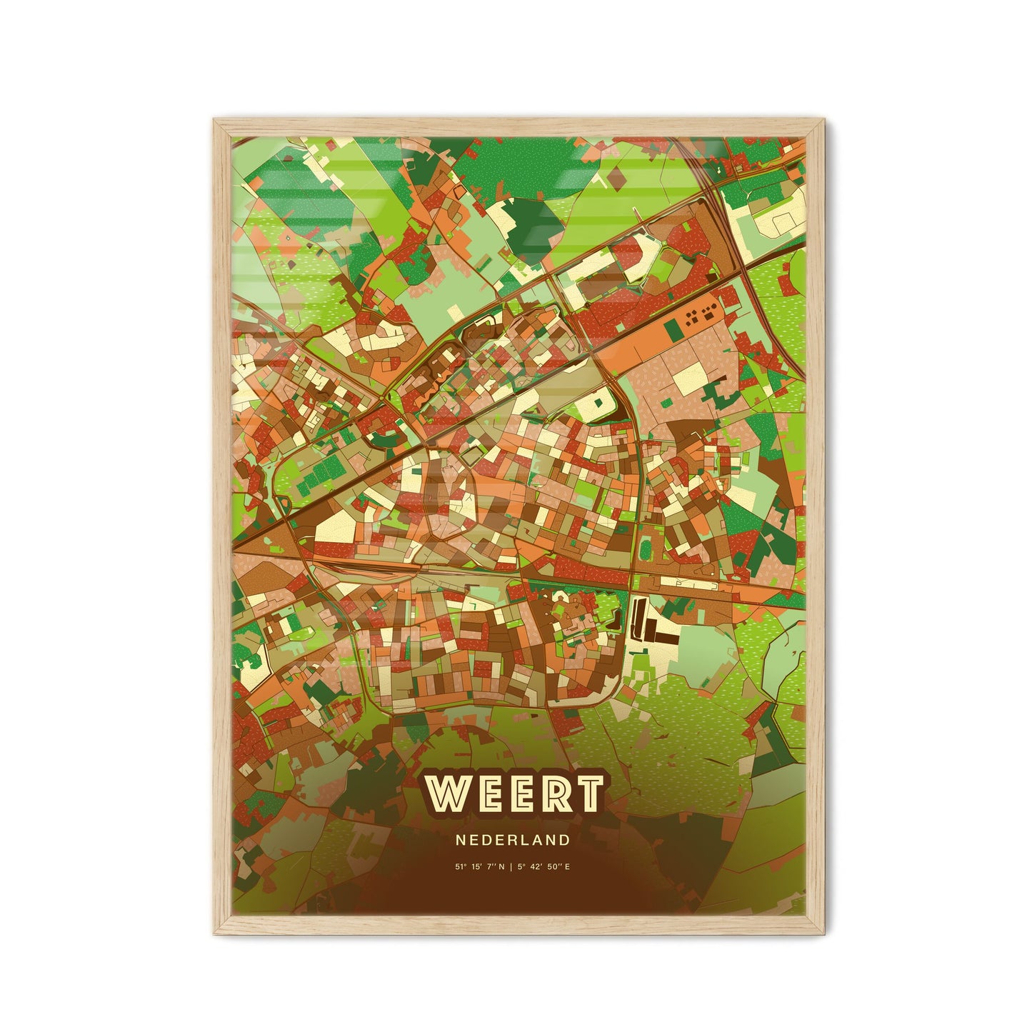 Colorful WEERT NETHERLANDS Fine Art Map Farmhouse