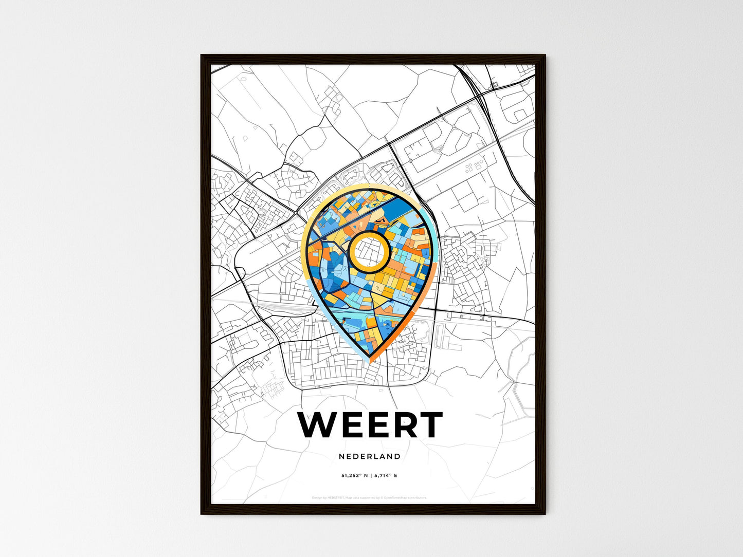 Weert Netherlands wedding art map with pointer icon