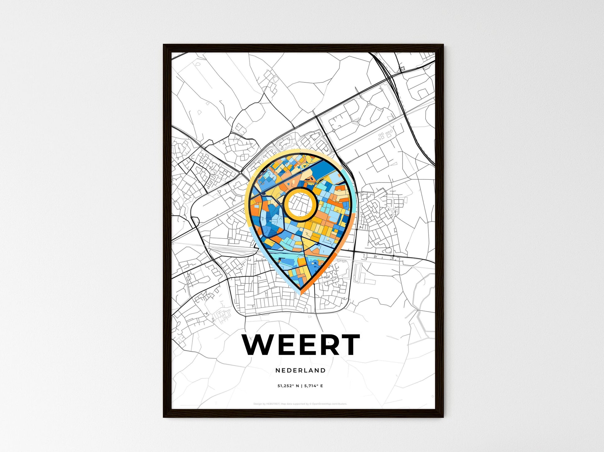 Weert Netherlands wedding art map with pointer icon