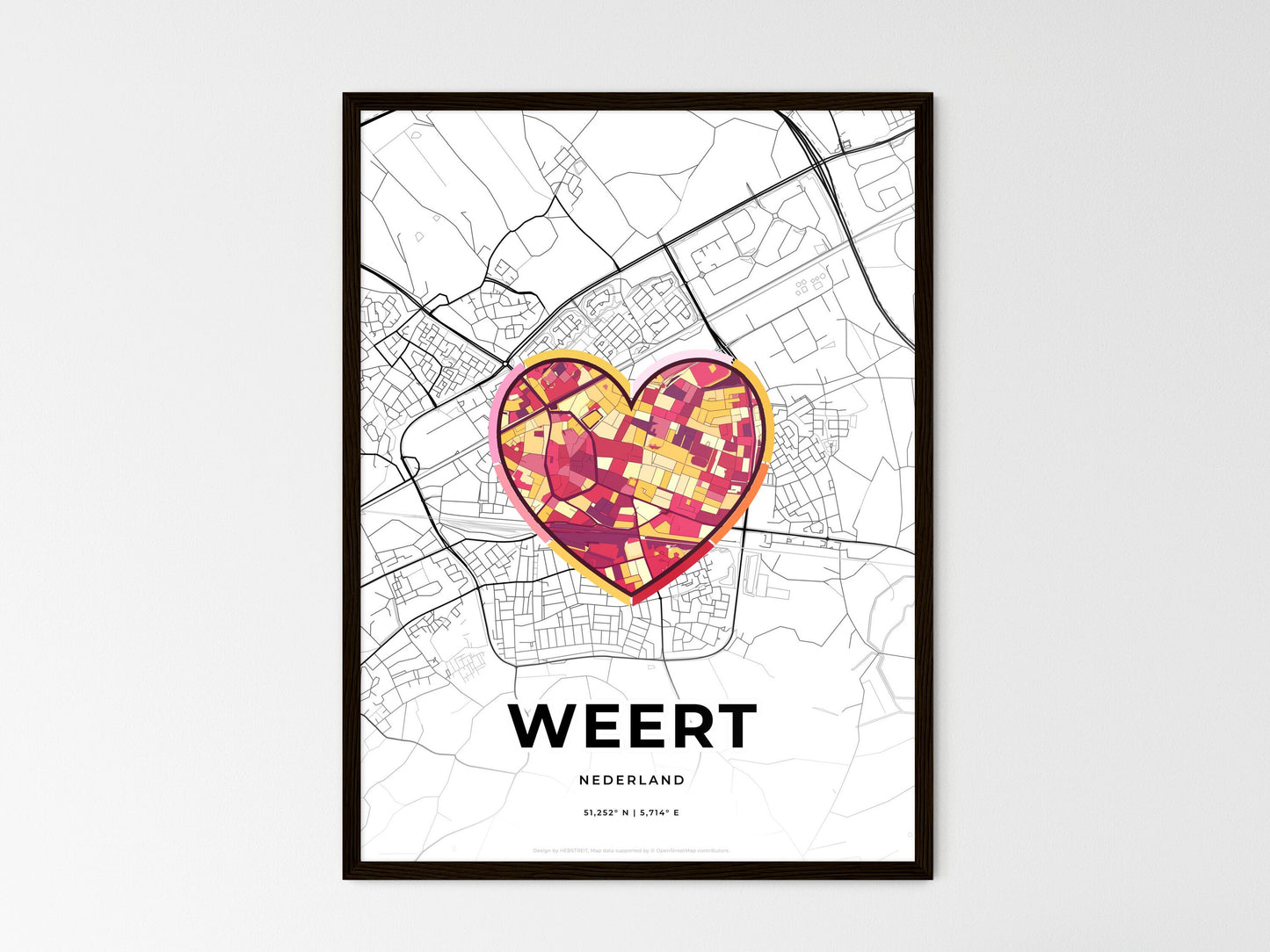Weert Netherlands wedding art map with heart icon
