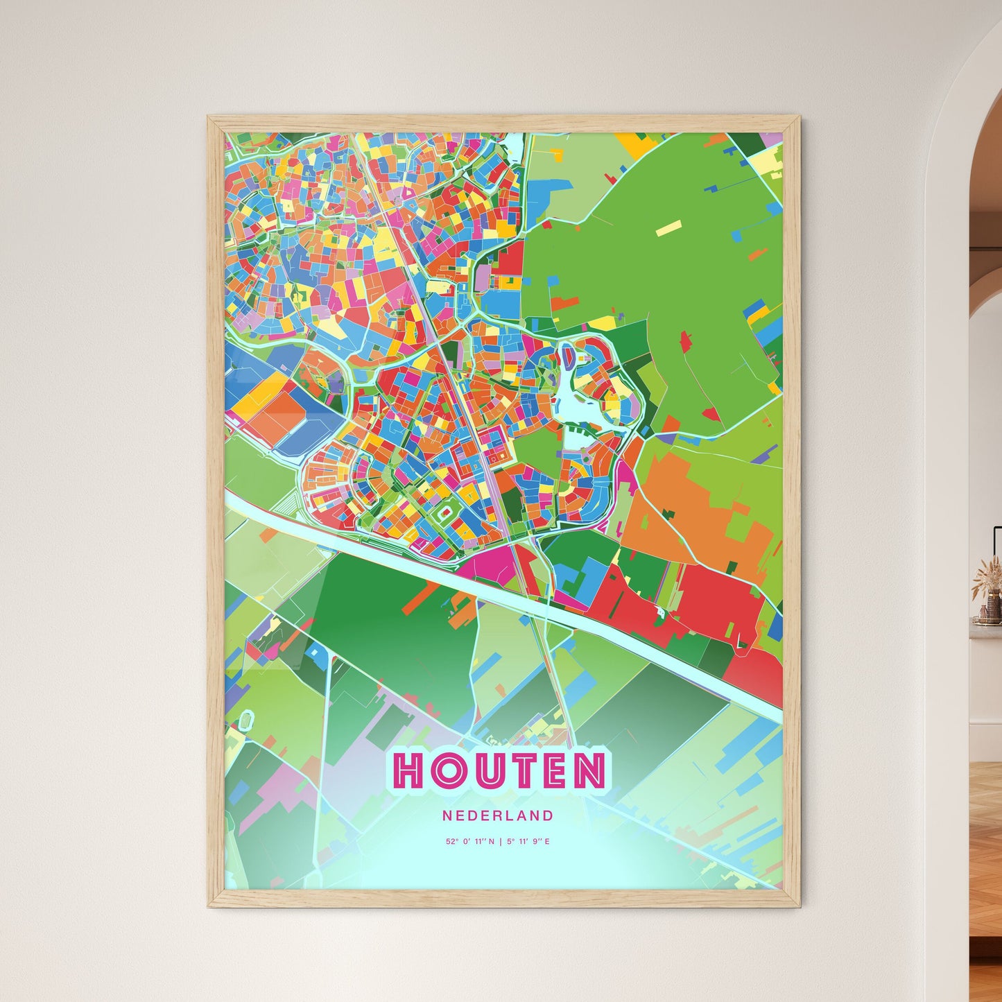 Colorful HOUTEN NETHERLANDS Fine Art Map Crazy Colors