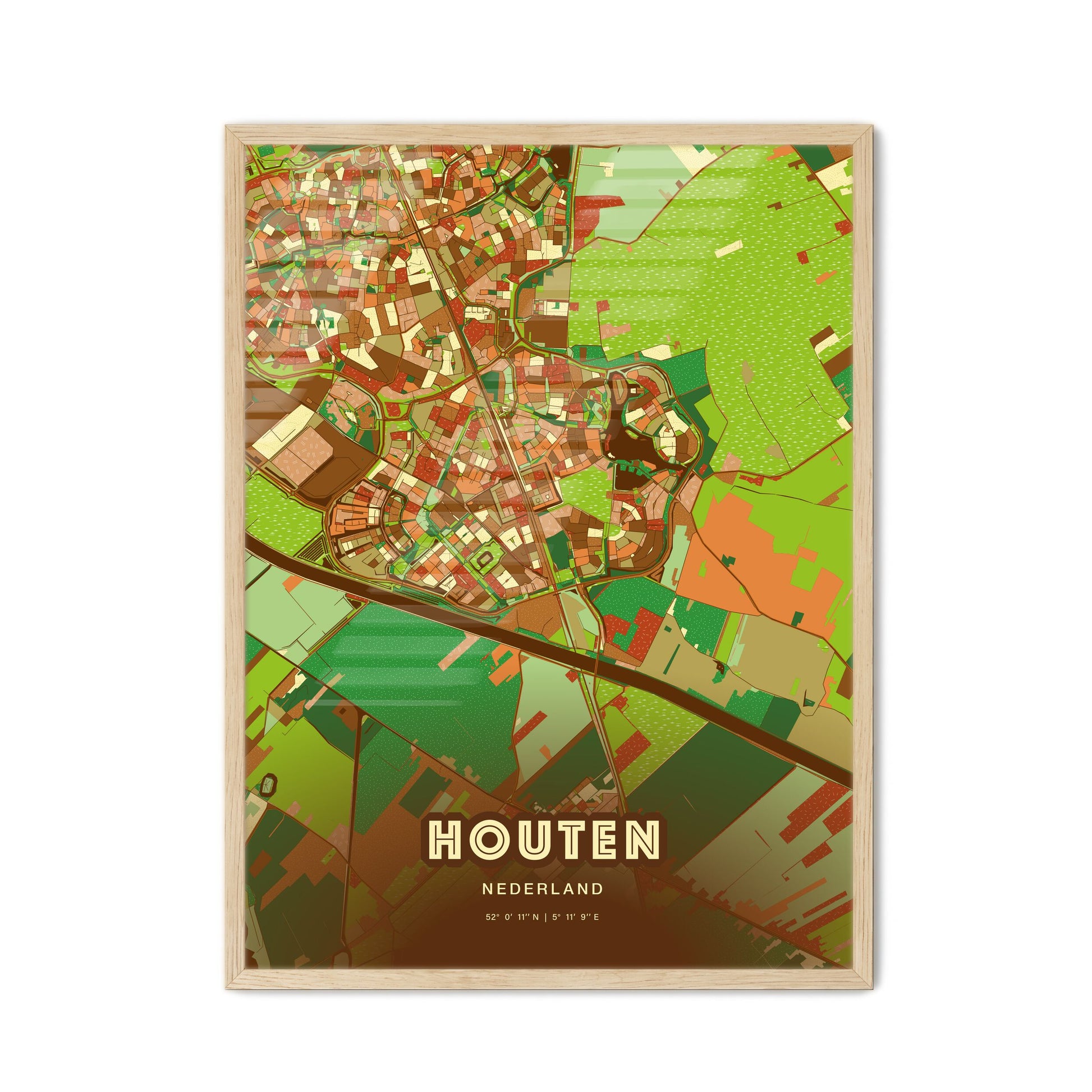 Colorful HOUTEN NETHERLANDS Fine Art Map Farmhouse