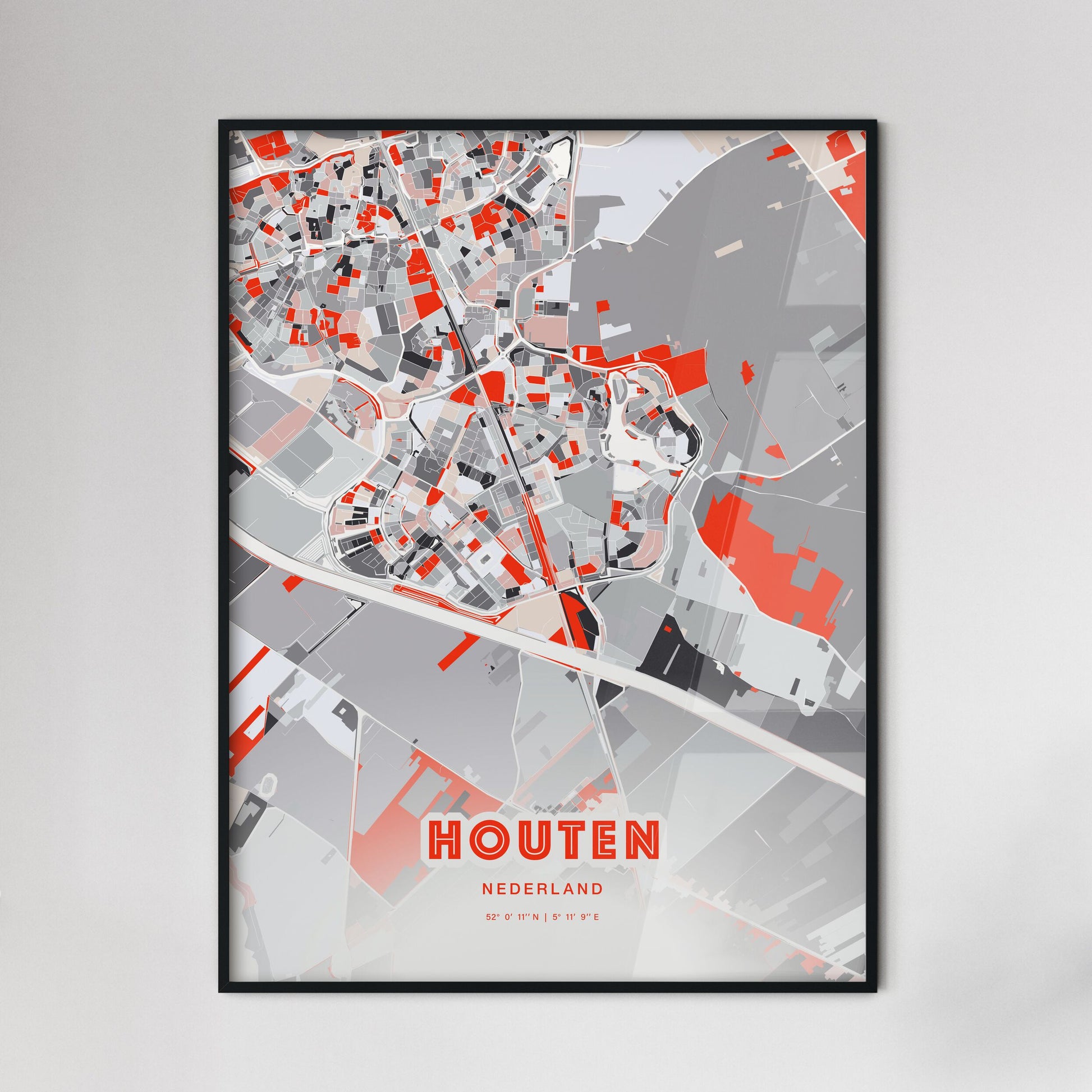 Colorful HOUTEN NETHERLANDS Fine Art Map Modern