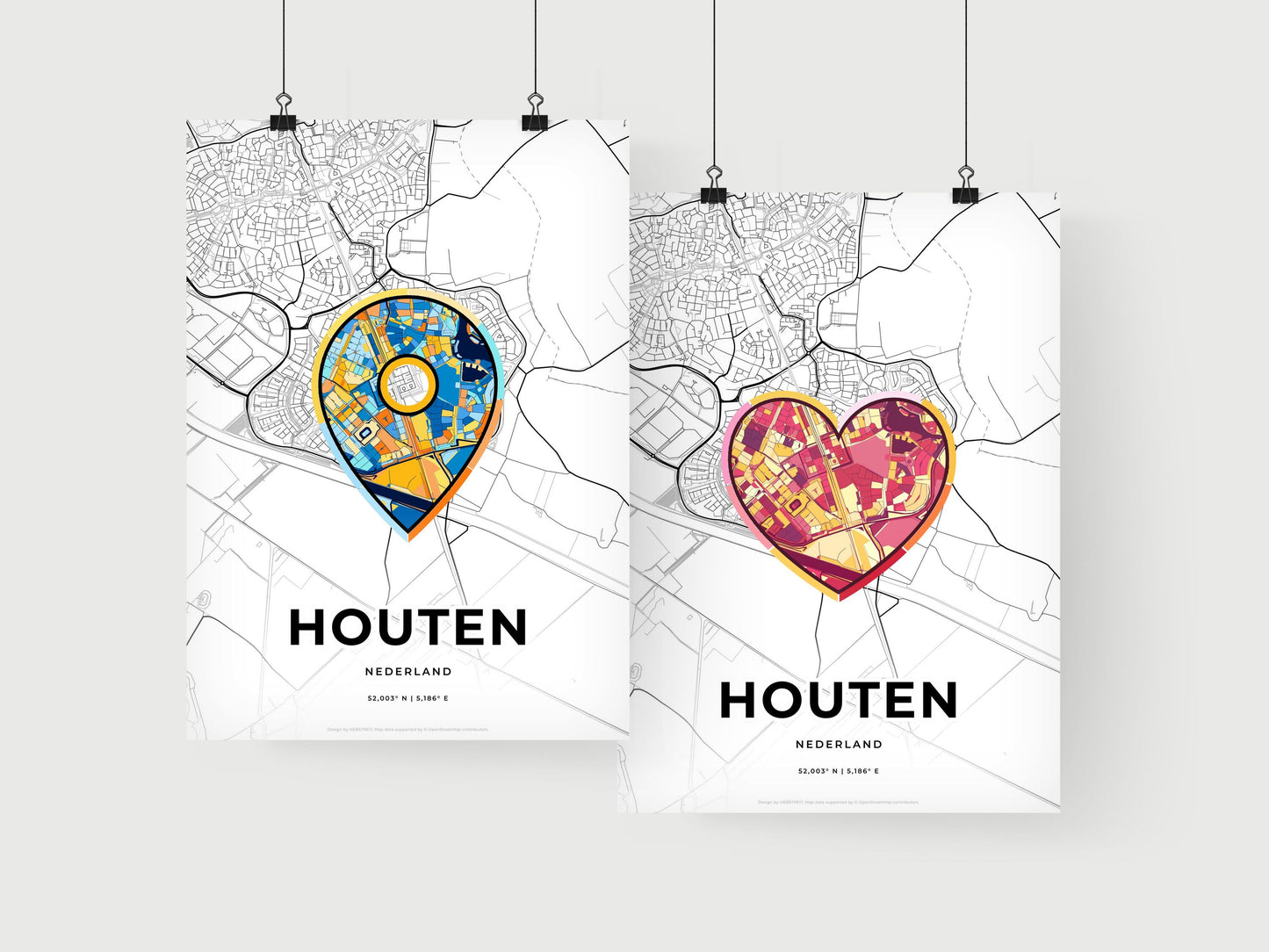 Houten Netherlands art print for couples