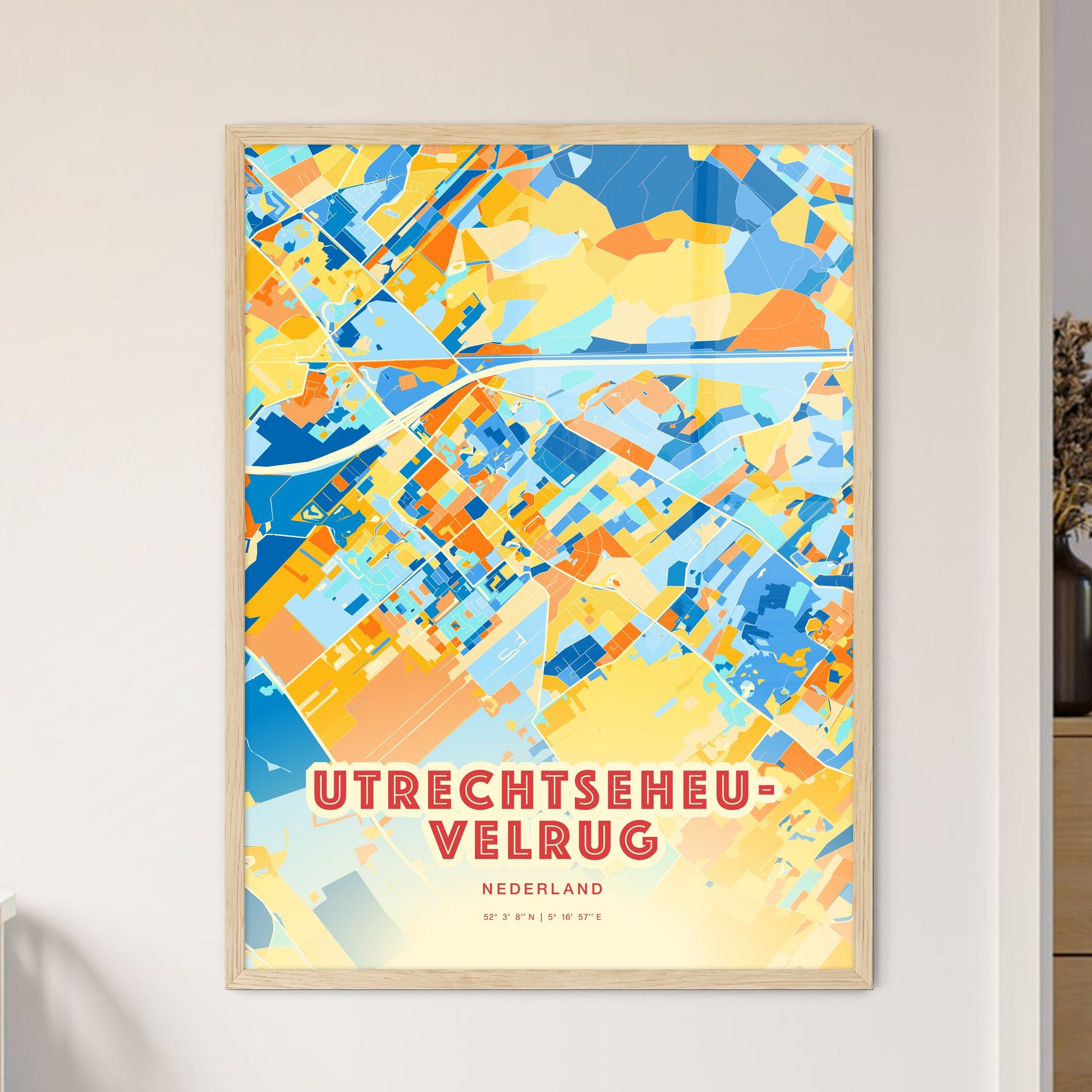 Colorful UTRECHTSE HEUVELRUG NETHERLANDS Fine Art Map Blue Orange