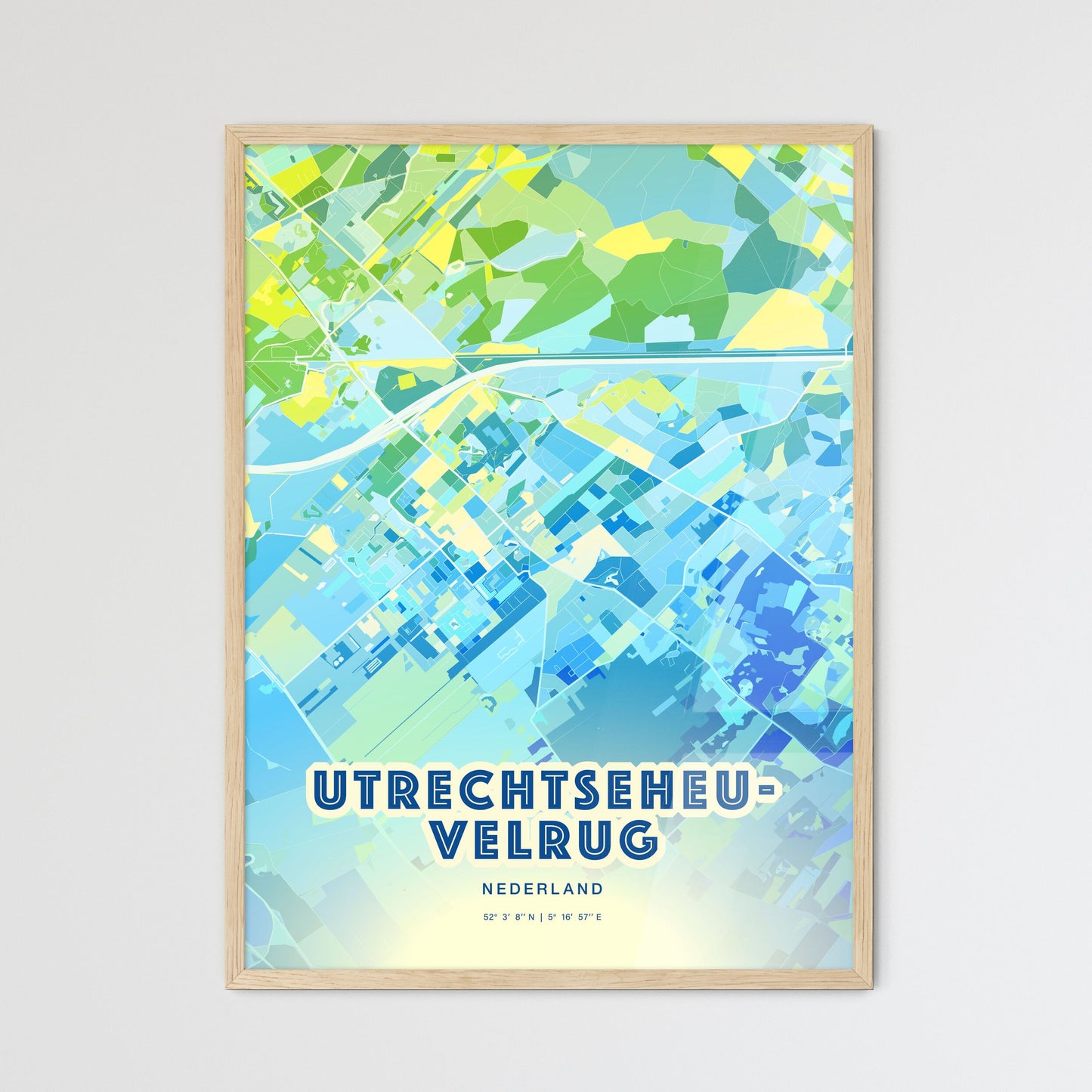 Colorful UTRECHTSE HEUVELRUG NETHERLANDS Fine Art Map Cool Blue