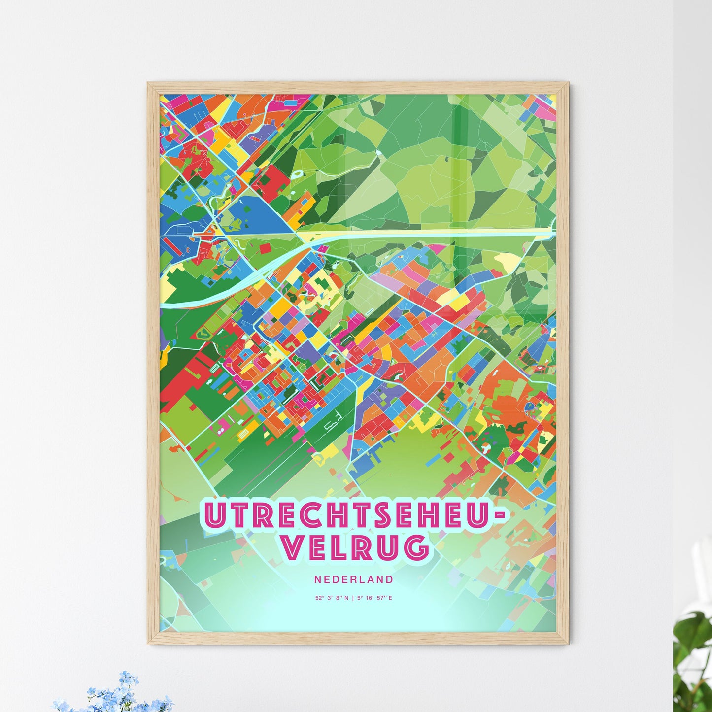 Colorful UTRECHTSE HEUVELRUG NETHERLANDS Fine Art Map Crazy Colors