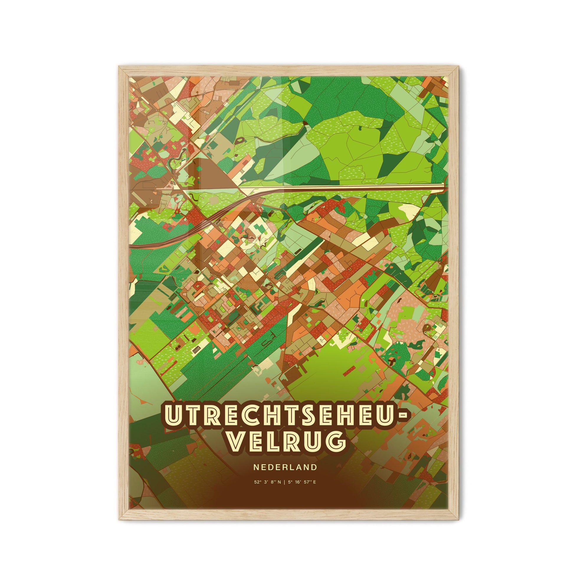 Colorful UTRECHTSE HEUVELRUG NETHERLANDS Fine Art Map Farmhouse