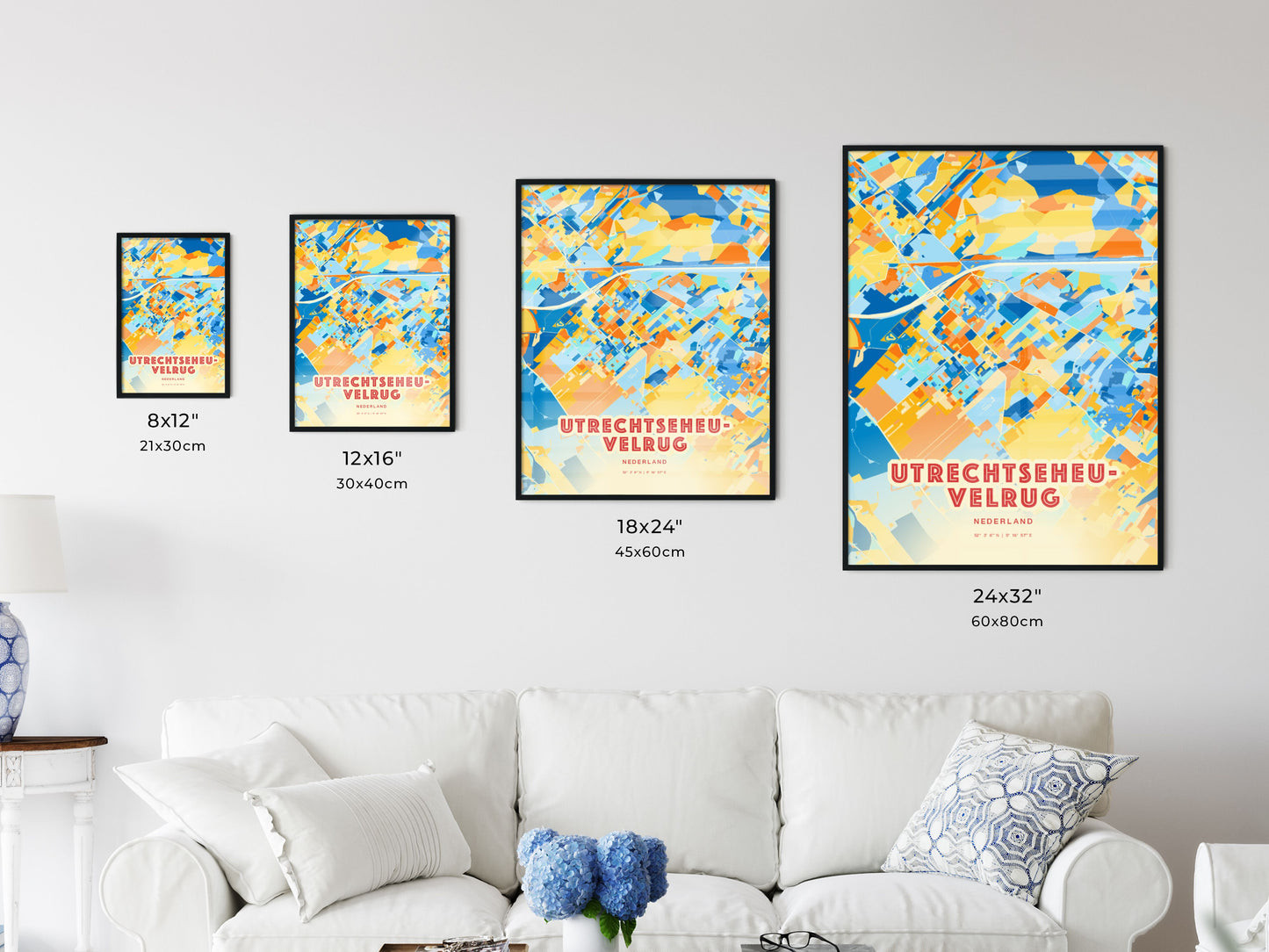 Colorful UTRECHTSE HEUVELRUG NETHERLANDS Fine Art Map Blue Orange