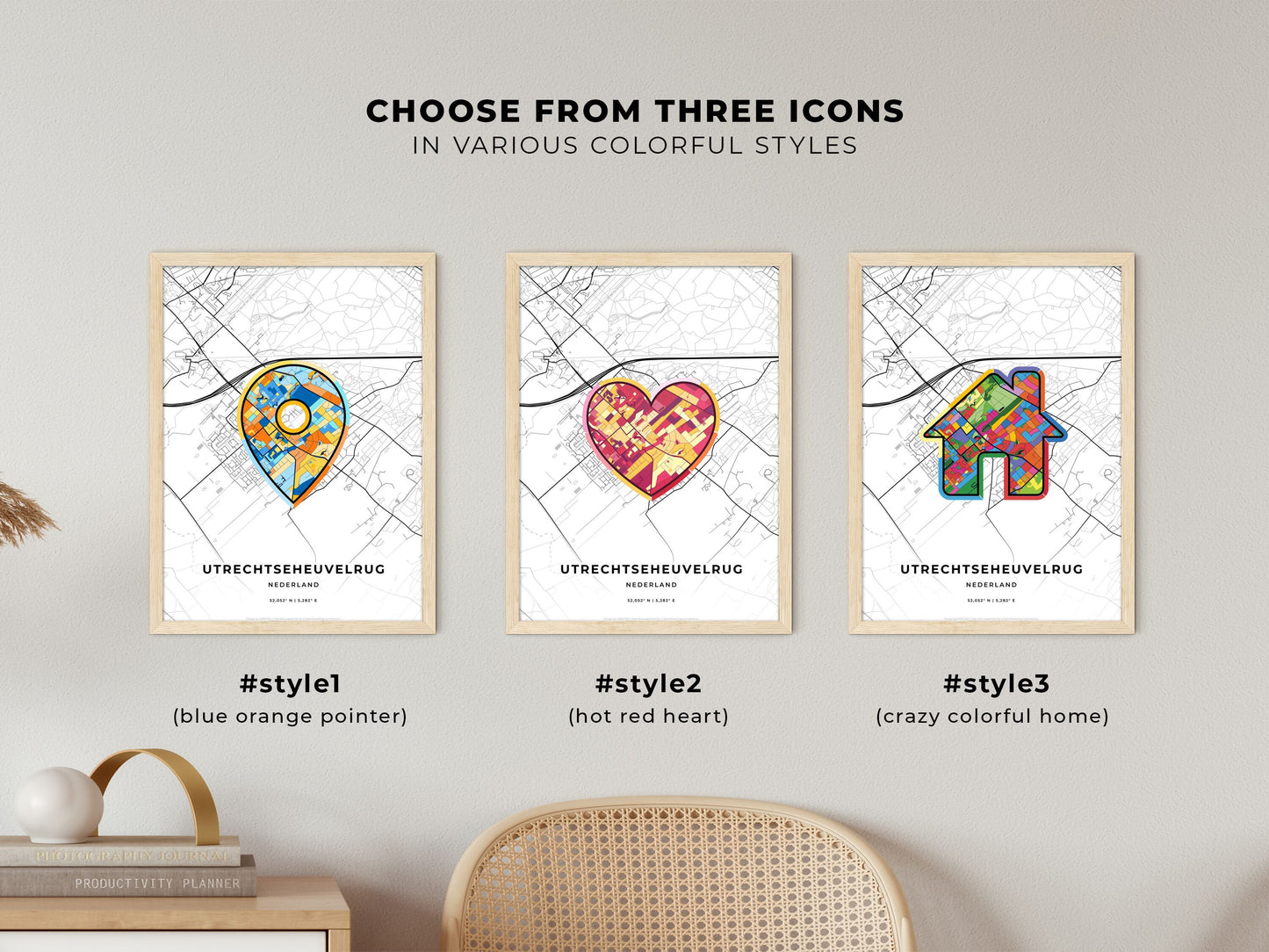 Utrechtse Heuvelrug Netherlands maps with colorful icons