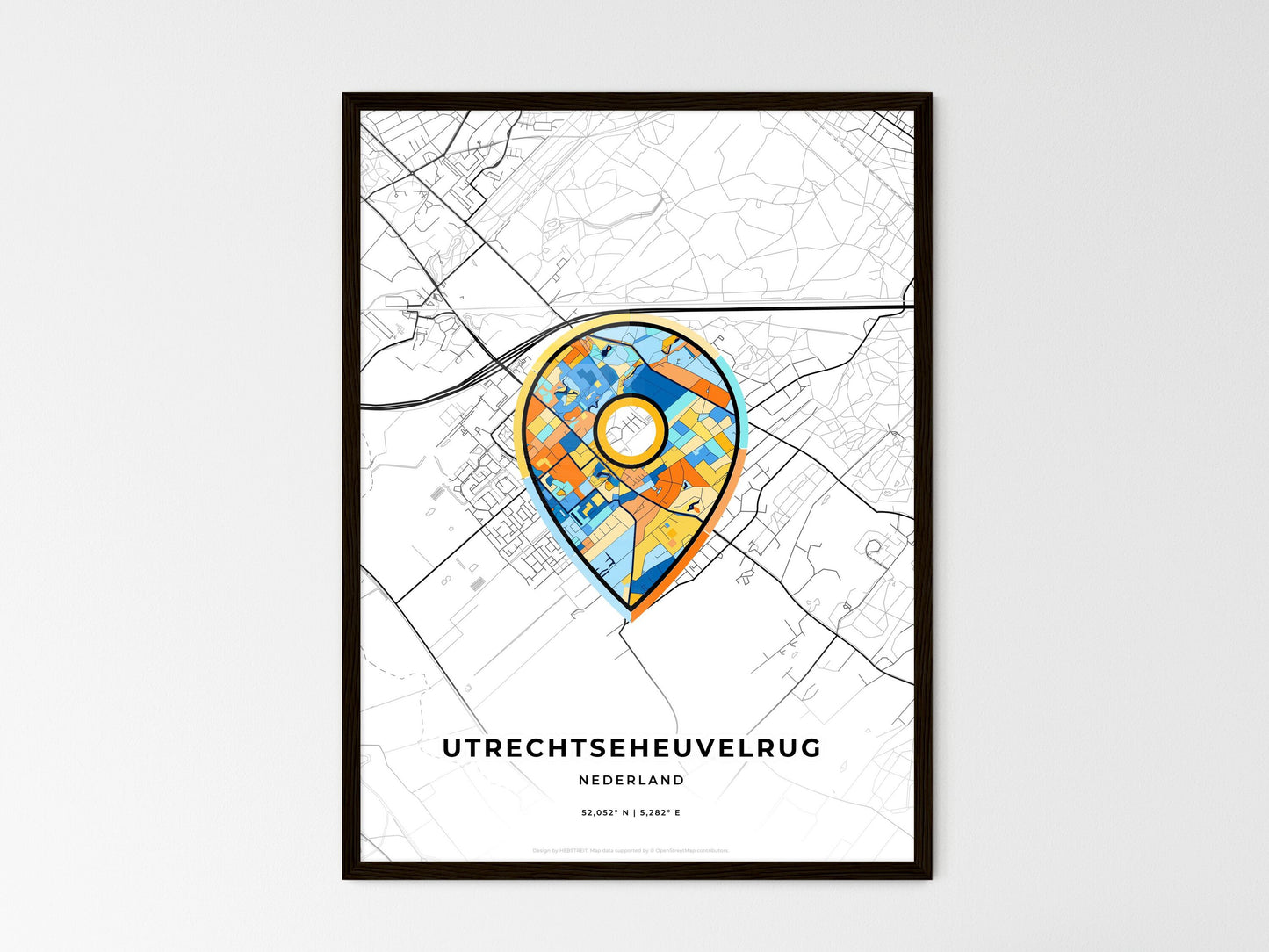 Utrechtse Heuvelrug Netherlands wedding art map with pointer icon