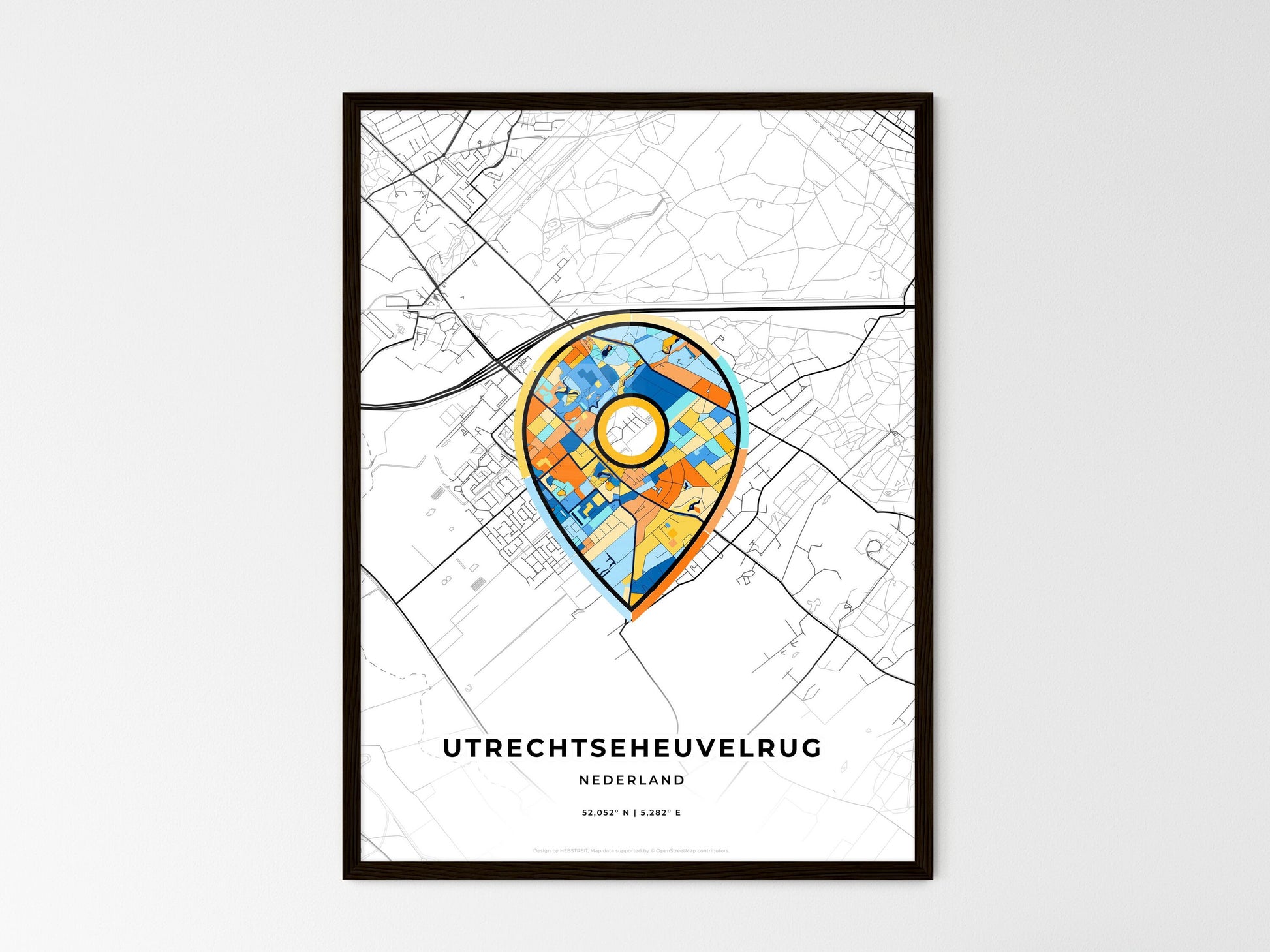 Utrechtse Heuvelrug Netherlands wedding art map with pointer icon