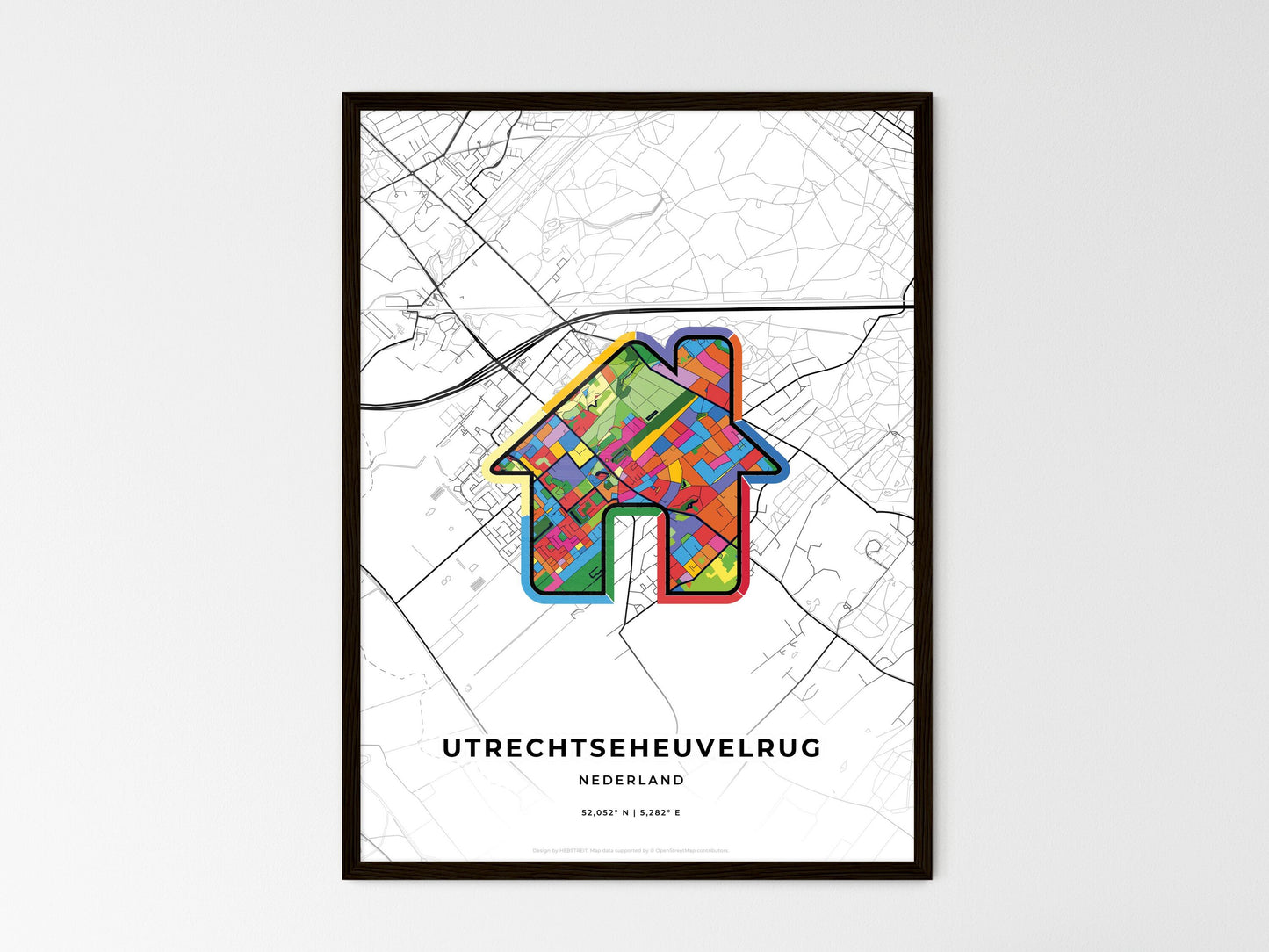 Utrechtse Heuvelrug Netherlands wedding art map with home icon
