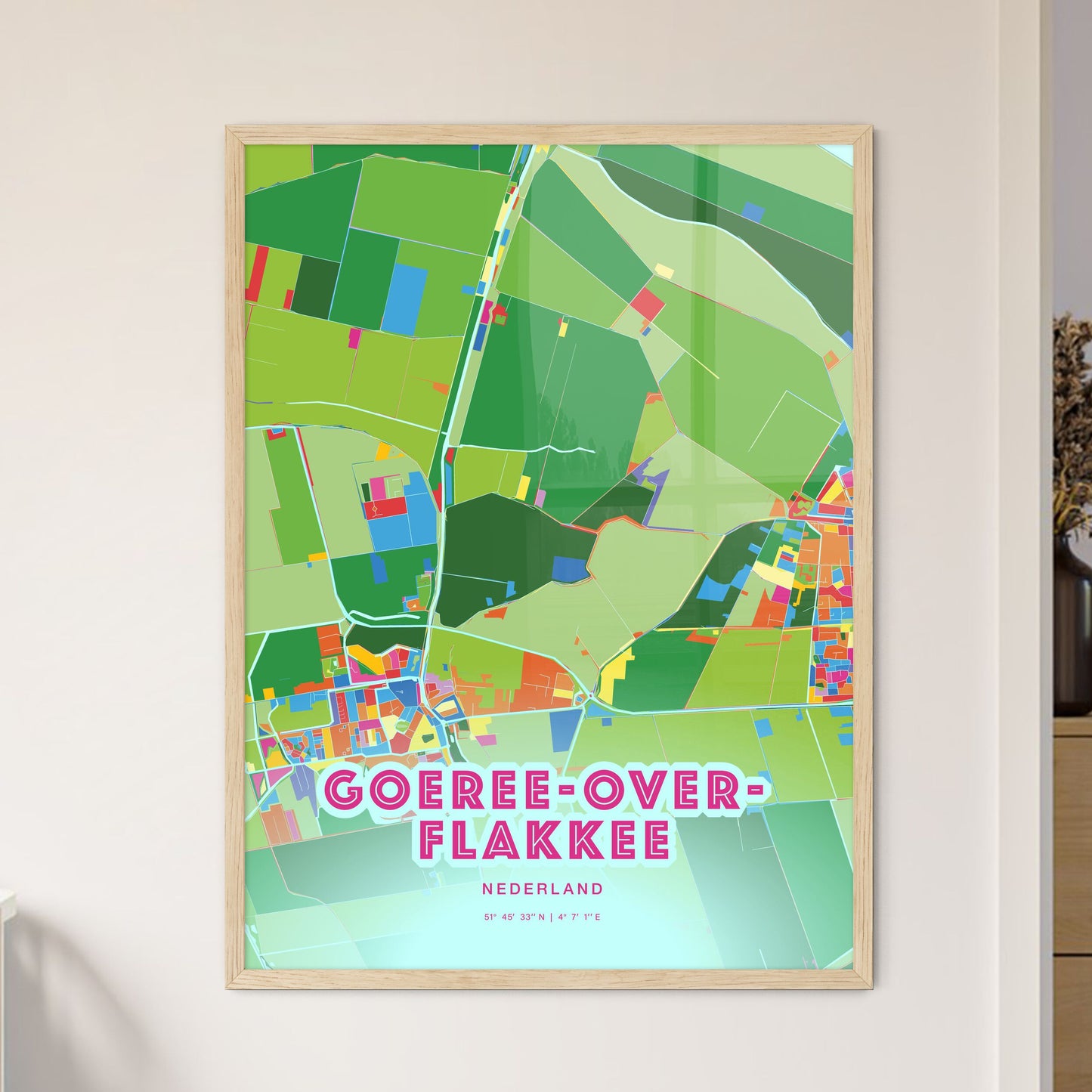 Colorful GOEREE-OVERFLAKKEE NETHERLANDS Fine Art Map Crazy Colors