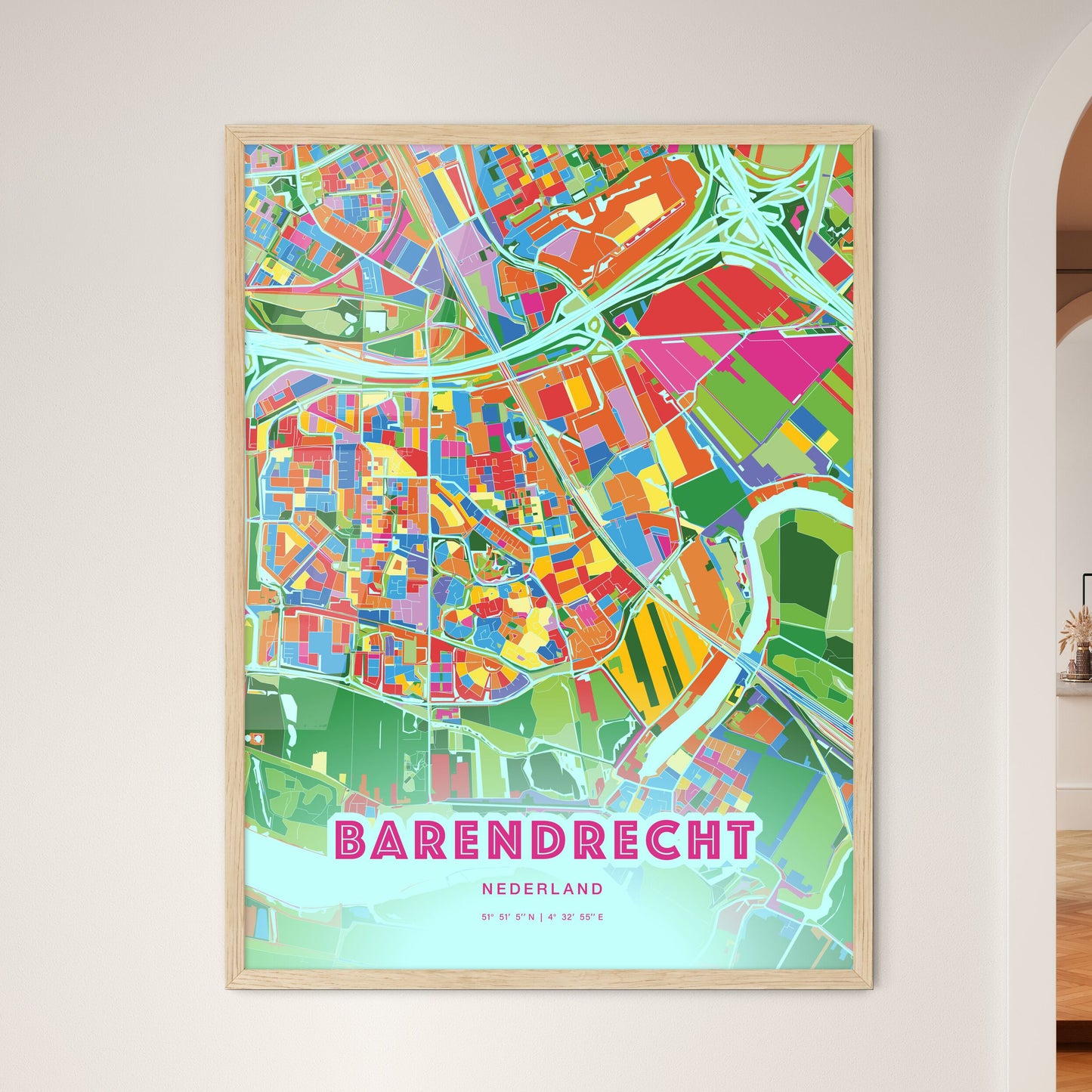 Colorful BARENDRECHT NETHERLANDS Fine Art Map Crazy Colors