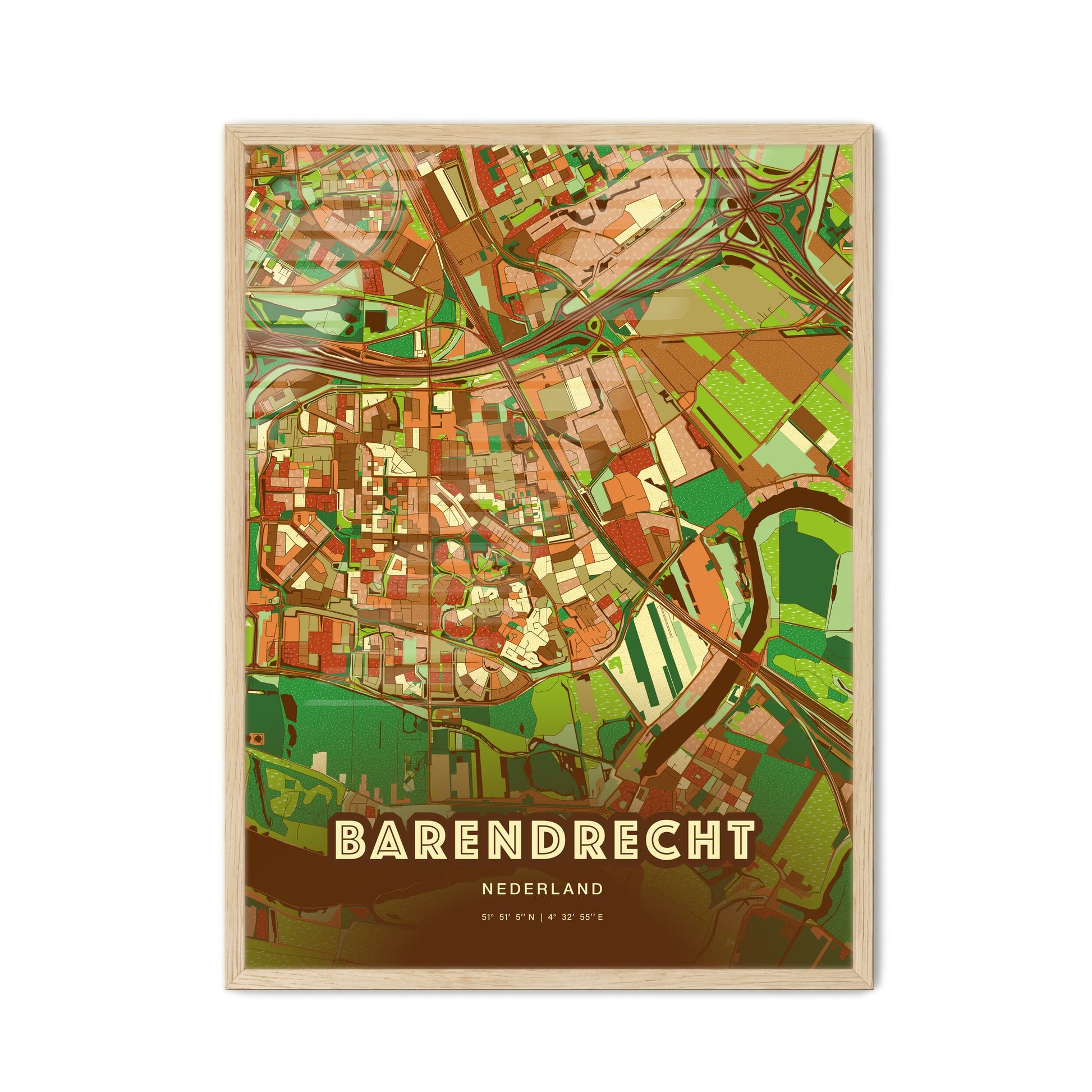 Colorful BARENDRECHT NETHERLANDS Fine Art Map Farmhouse