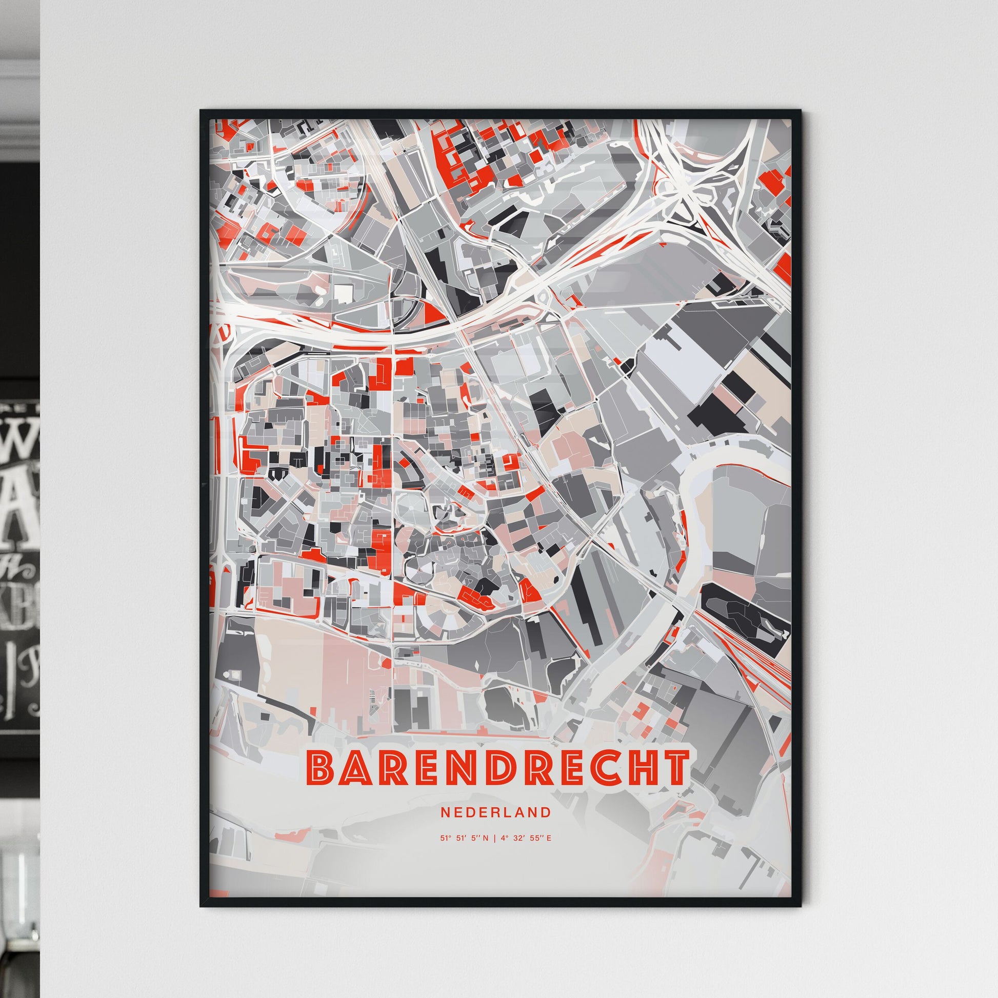 Colorful BARENDRECHT NETHERLANDS Fine Art Map Modern