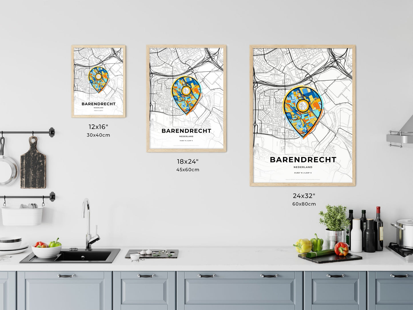 Barendrecht Netherlands art map size chart