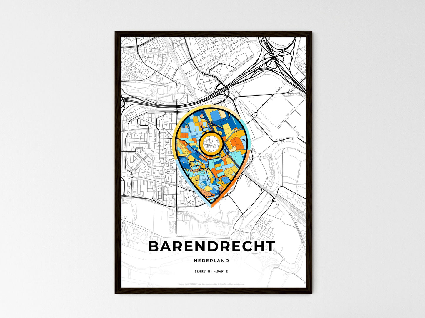 Barendrecht Netherlands wedding art map with pointer icon