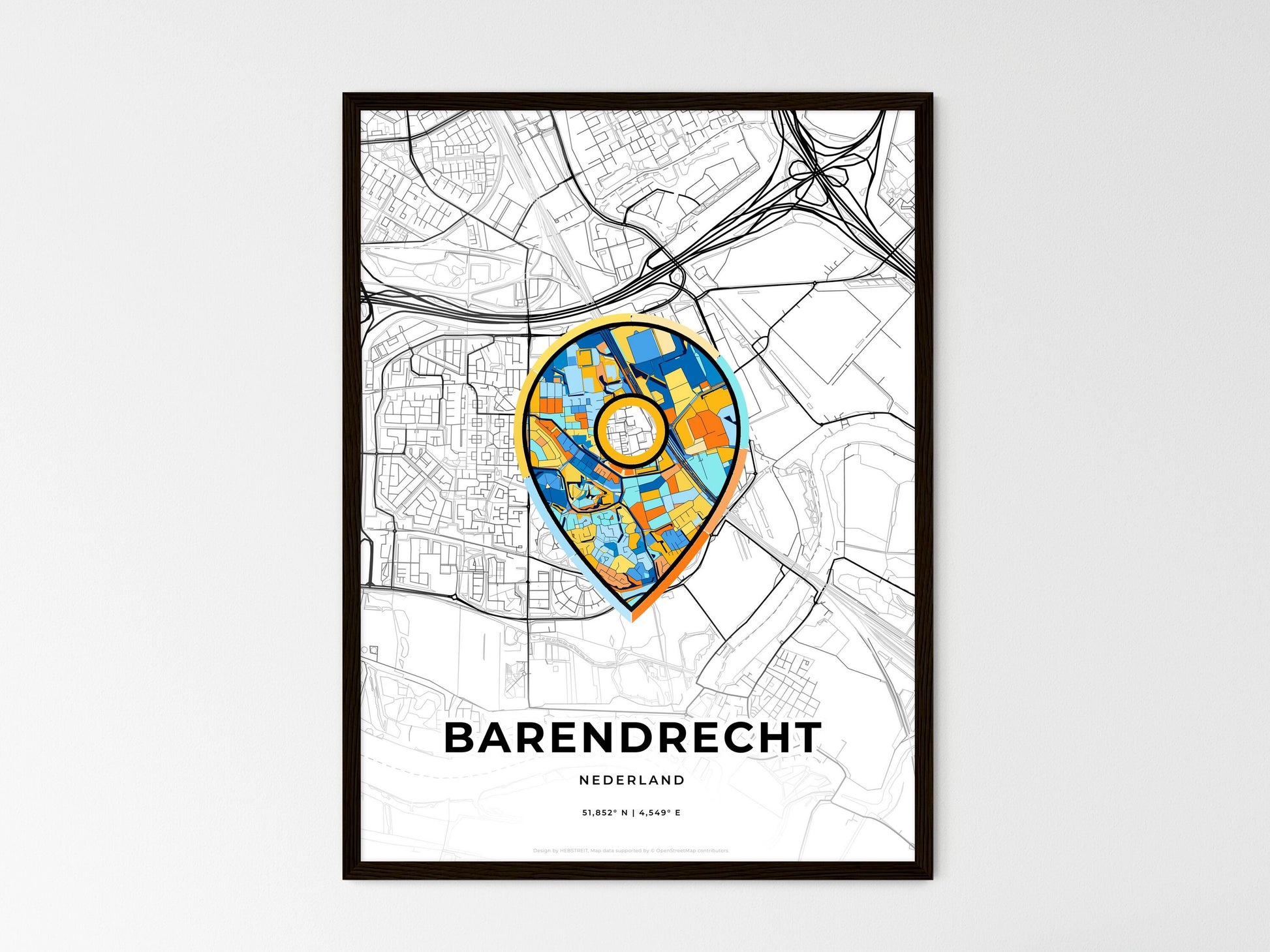 Barendrecht Netherlands wedding art map with pointer icon