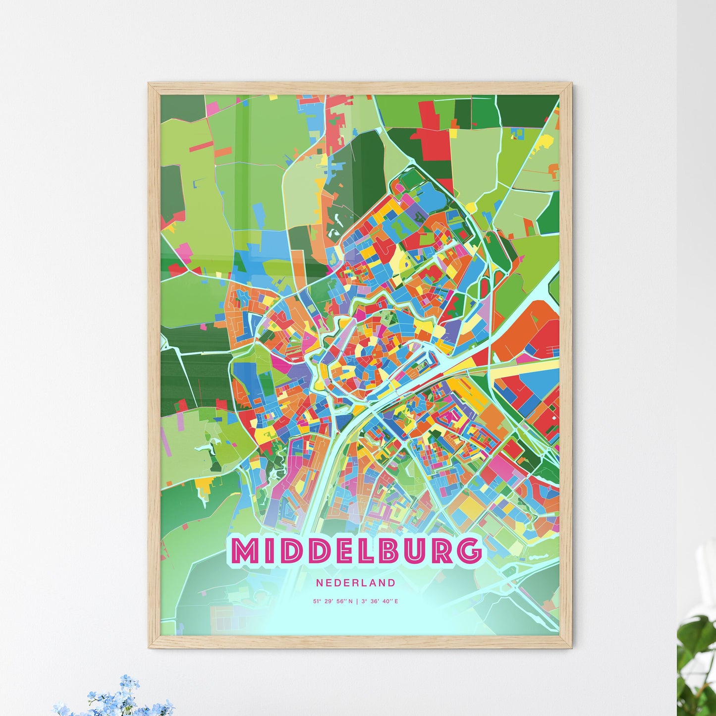 Colorful MIDDELBURG NETHERLANDS Fine Art Map Crazy Colors