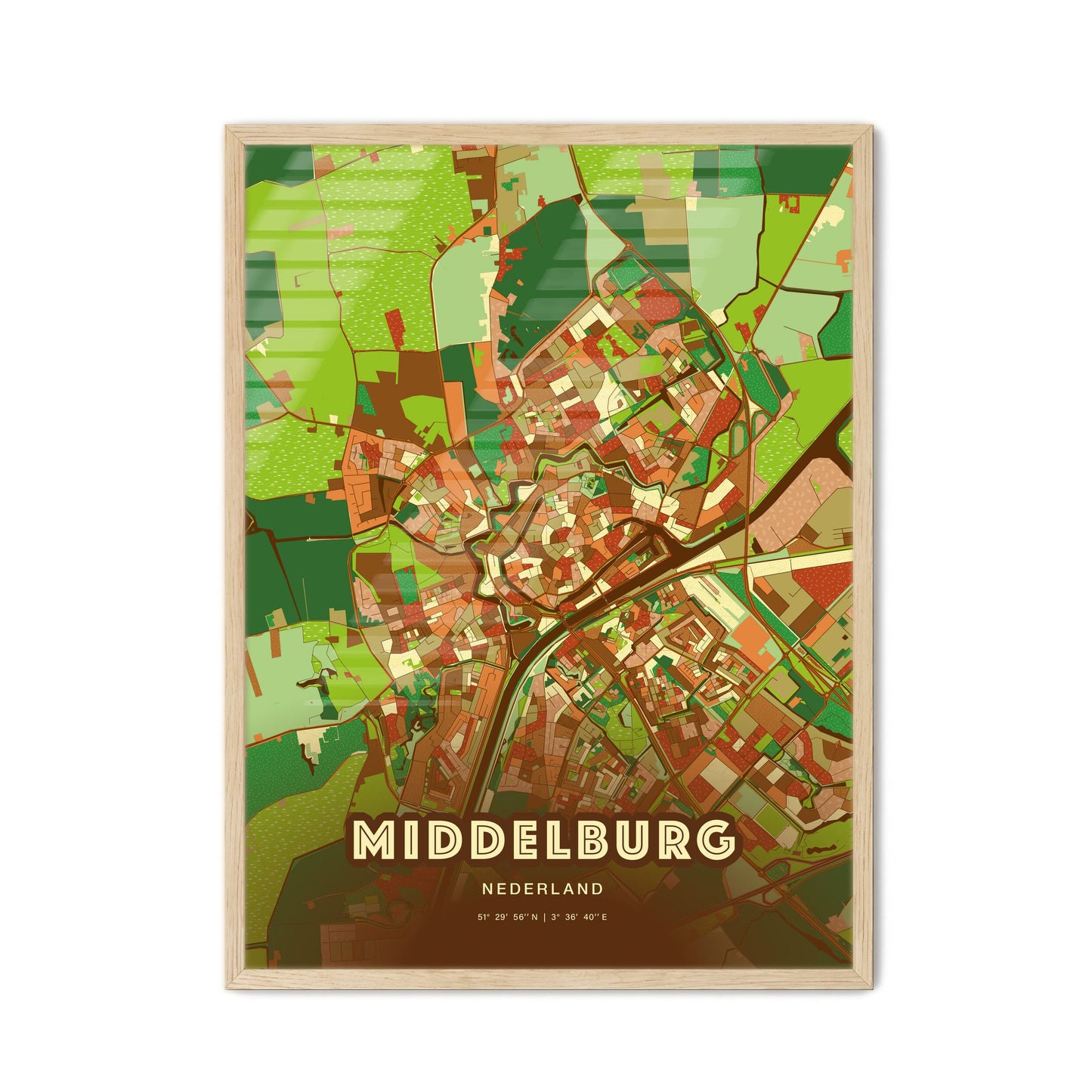 Colorful MIDDELBURG NETHERLANDS Fine Art Map Farmhouse