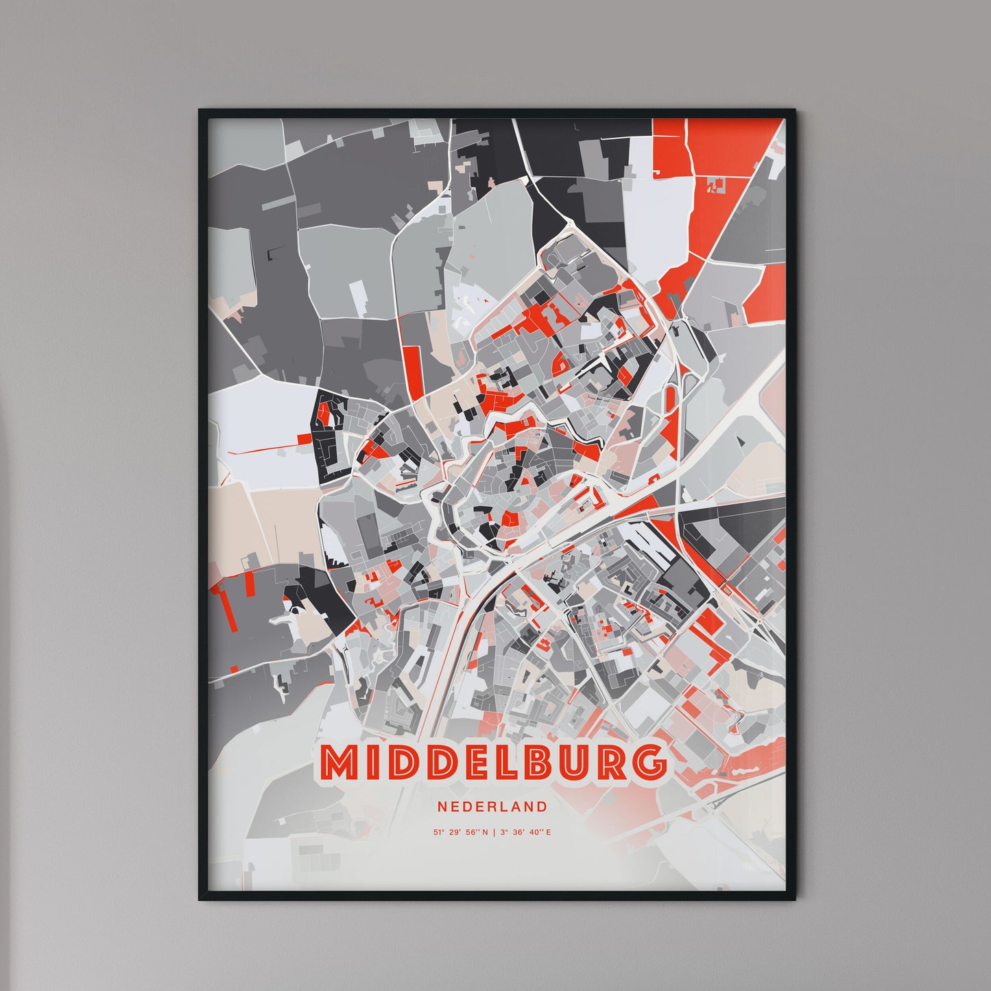 Colorful MIDDELBURG NETHERLANDS Fine Art Map Modern