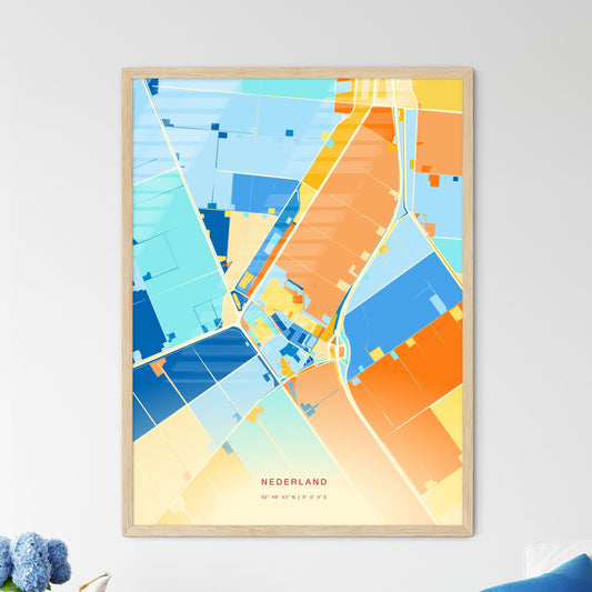 Colorful HOLLANDS KROON NETHERLANDS Fine Art Map Blue Orange