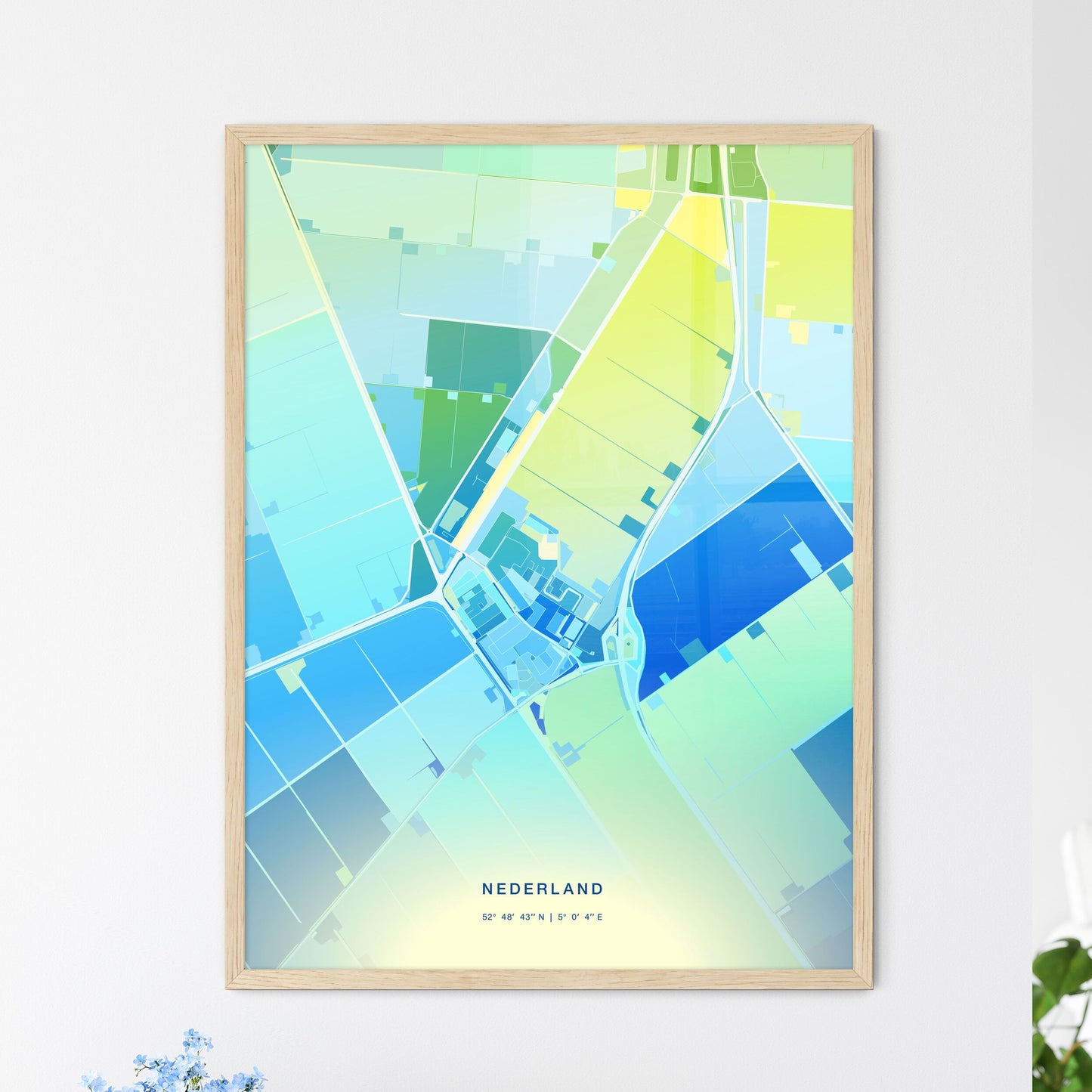 Colorful HOLLANDS KROON NETHERLANDS Fine Art Map Cool Blue