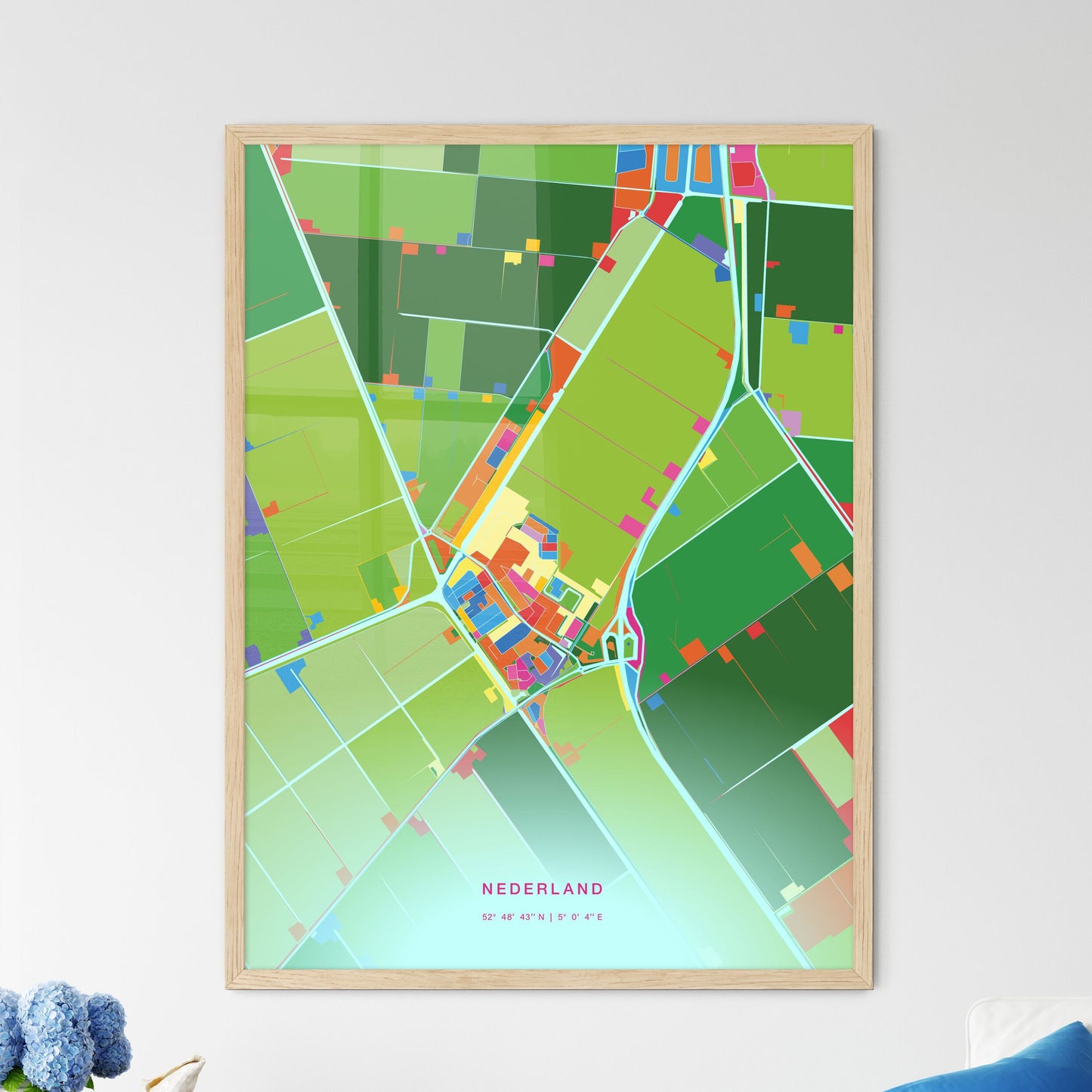 Colorful HOLLANDS KROON NETHERLANDS Fine Art Map Crazy Colors