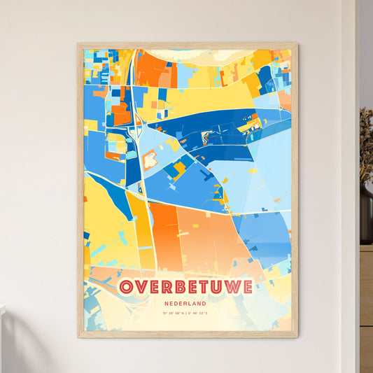 Colorful OVERBETUWE NETHERLANDS Fine Art Map Blue Orange